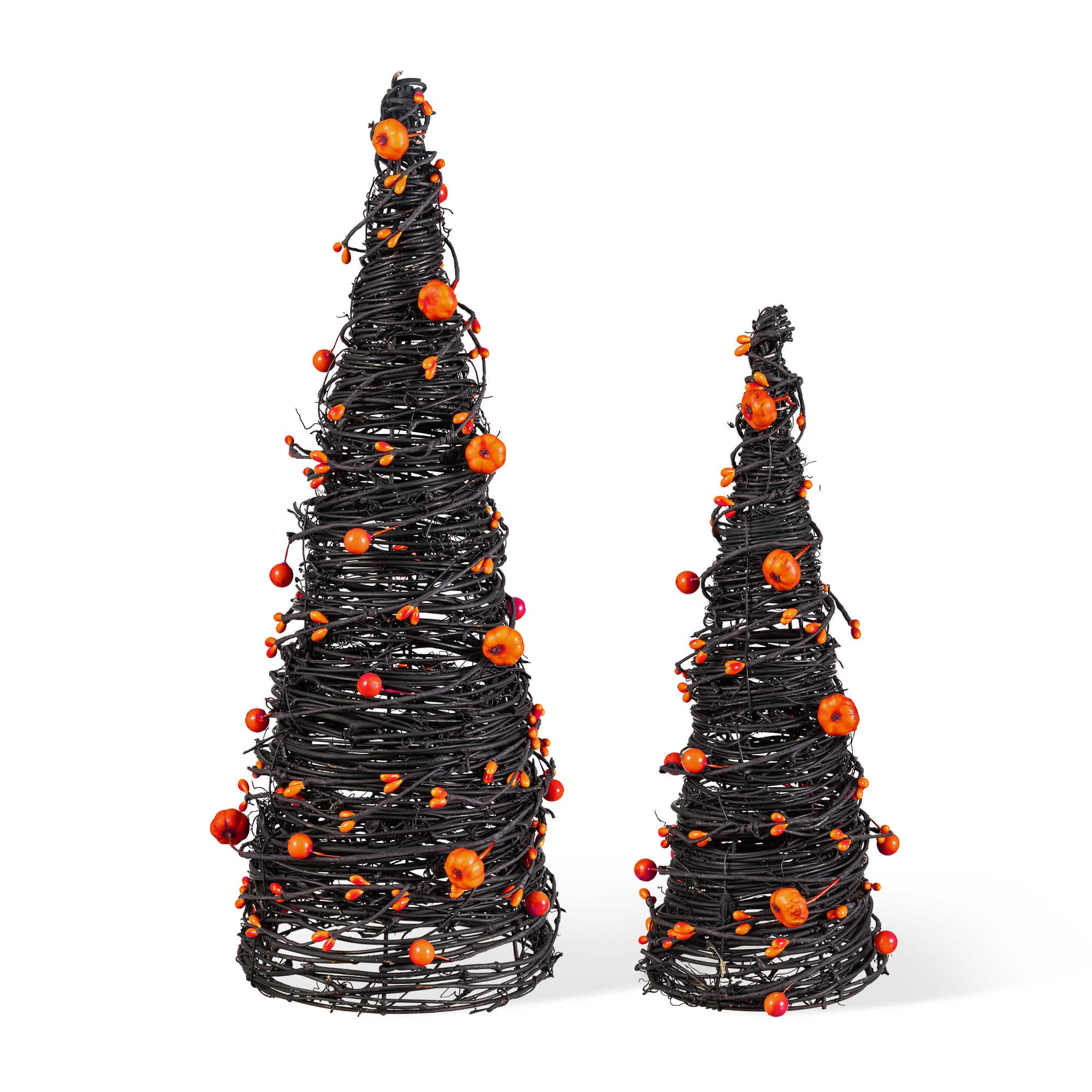 Glitzhome® Halloween Eucalyptus with Bats Pumpkin Cone Tree, Set of 2