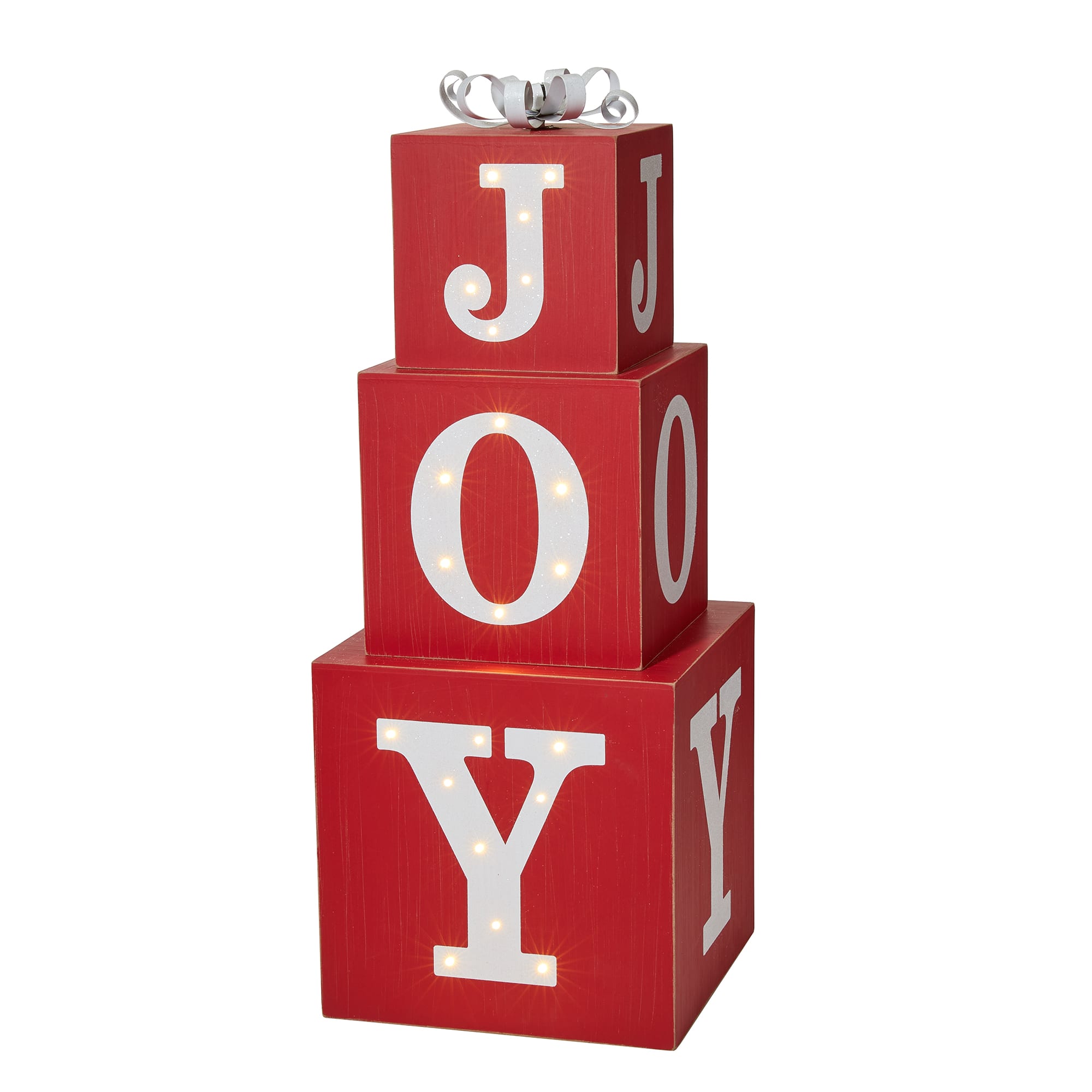 Glitzhome® 32" Lighted Wooden Block JOY Porch Sign
