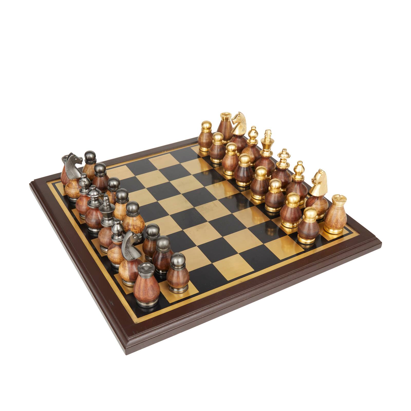 Gold Aluminum Contemporary Game Set, 16" x 16" x 4"