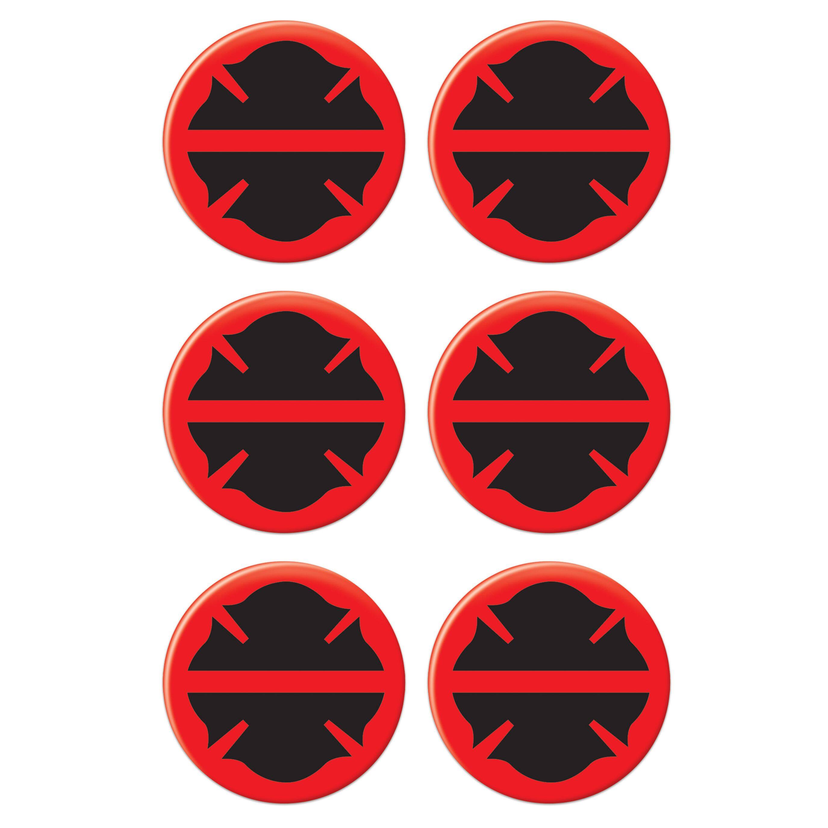 Beistle 2" Red Firefighter Maltese Silhouette Buttons, 6ct.