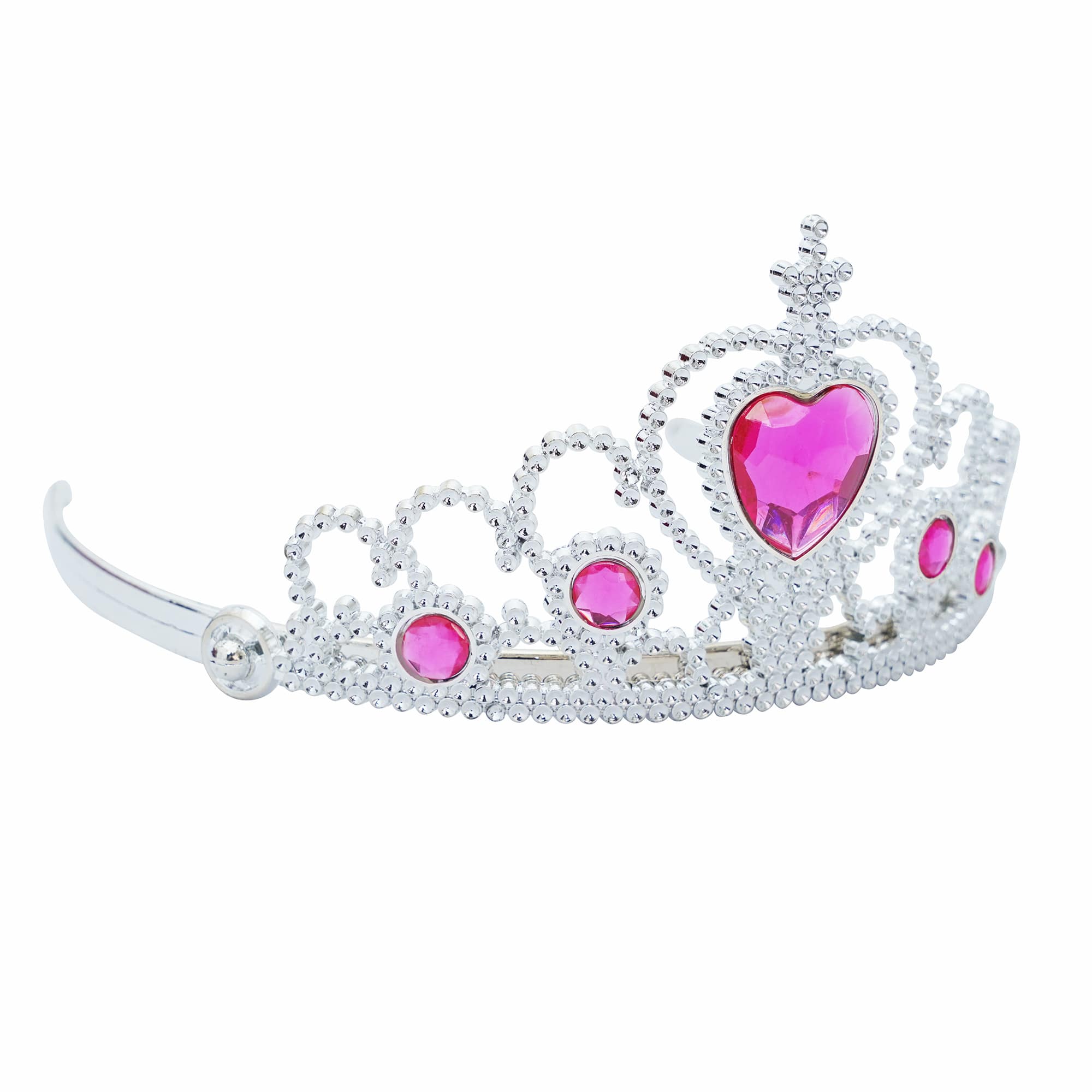 Adult Silver Plastic Costume Tiara with Gem