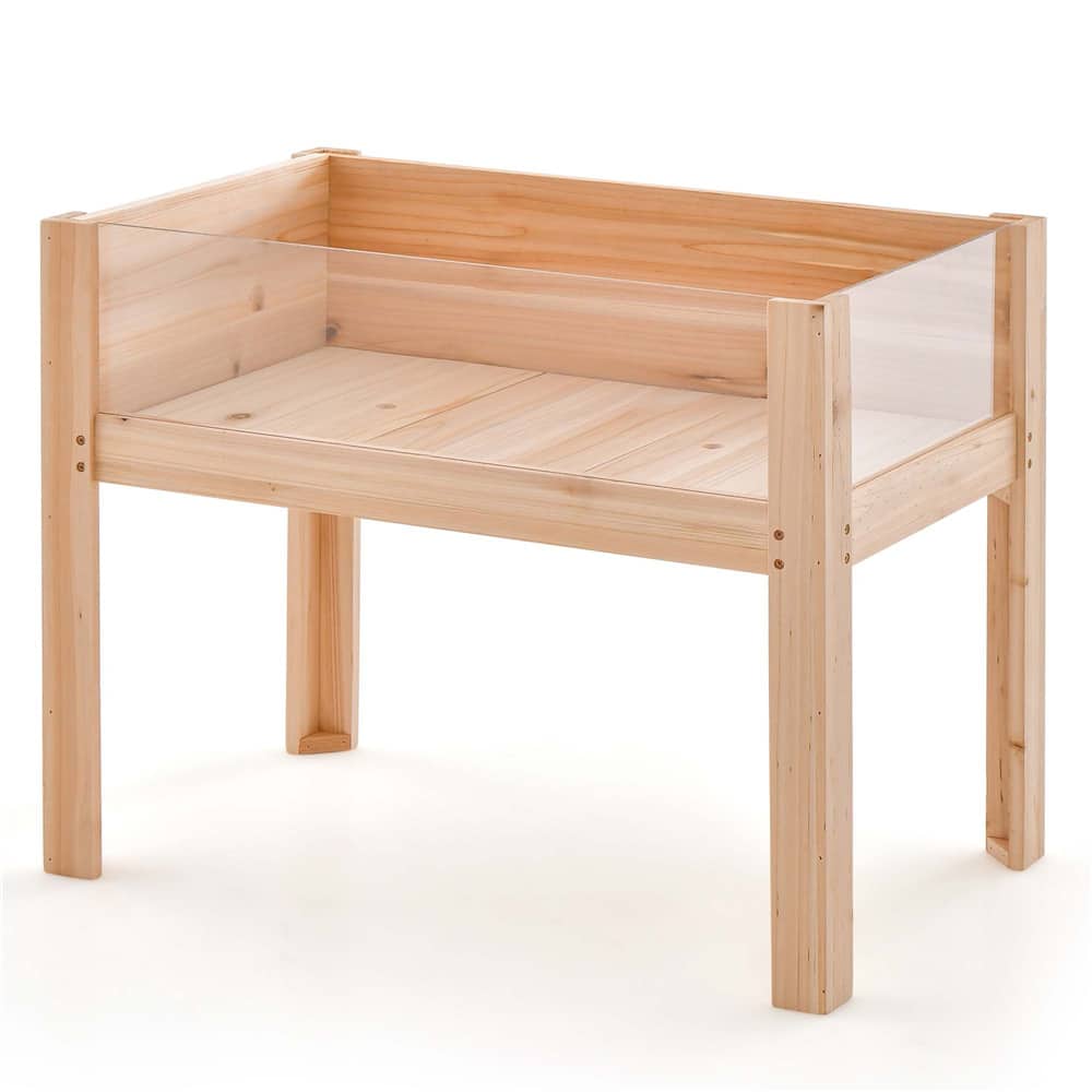 Costway Raised Wooden Garden Bed Elevated Planter Box Plant Terrarium with Drain Holes