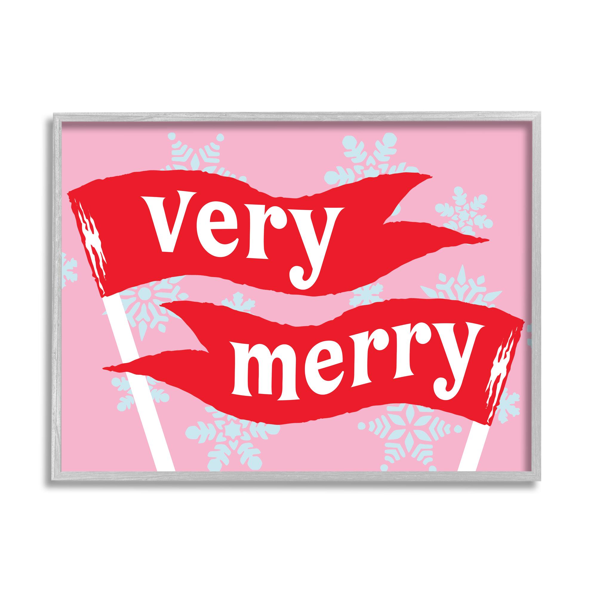Stupell Industries Very Merry Bold Holiday Flags Framed Giclee Art