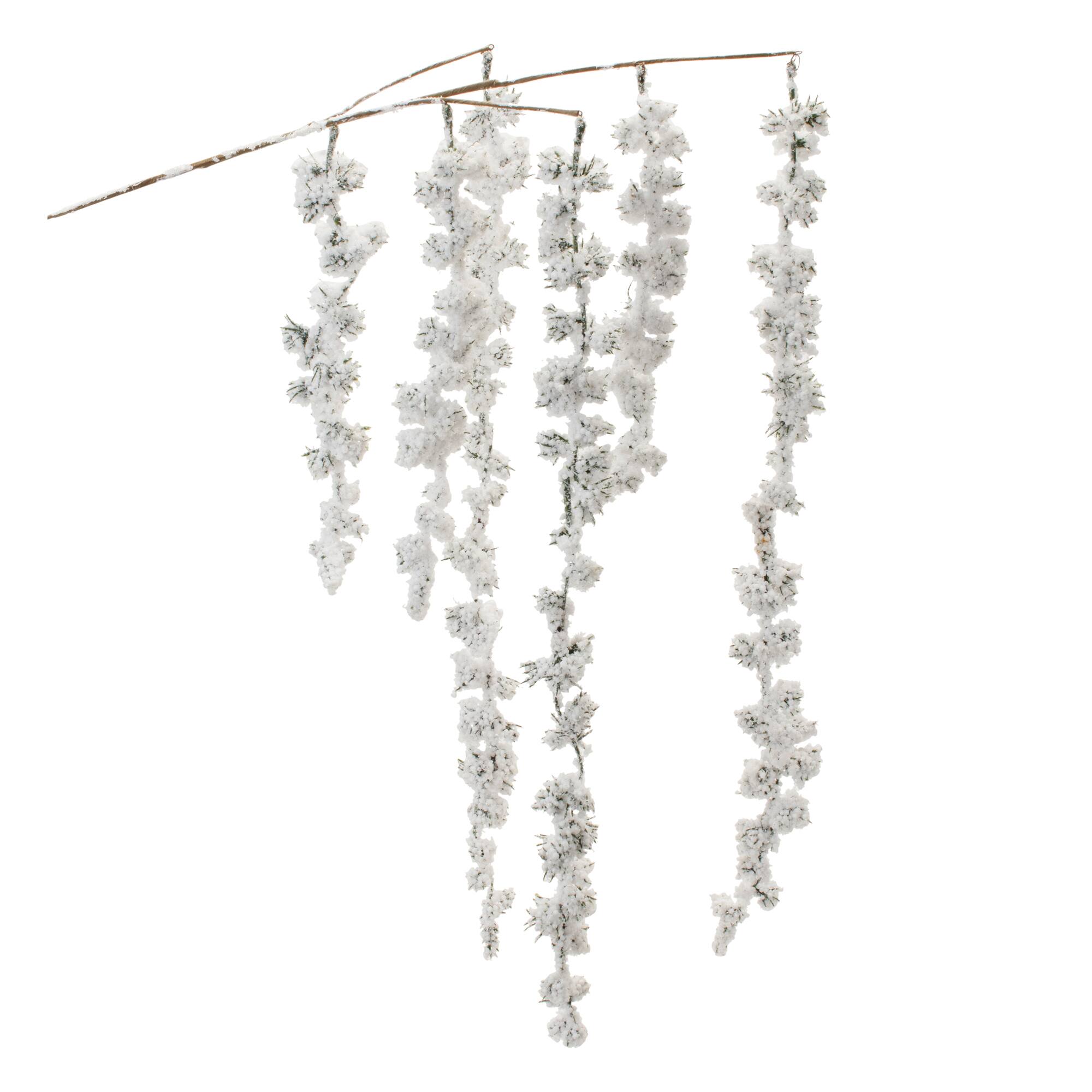 Snowy Hanging Pine Cluster Branches, 2ct.