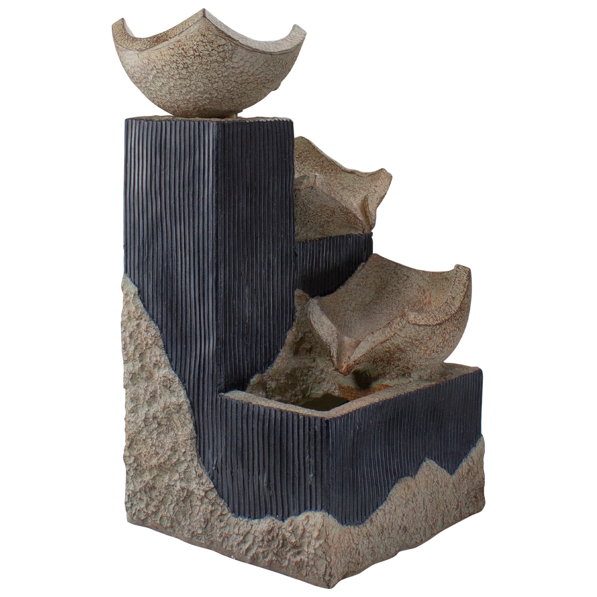 21" LED Lighted Cascading 3-Tier Bowl Outdoor Water Fountain
