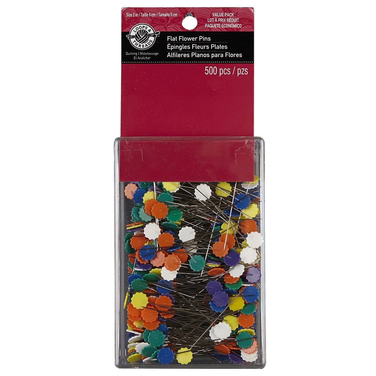 12 Packs: 500 ct. (6,000 total) 2" Multicolor Flat Flower Pins by Loops & Threads™