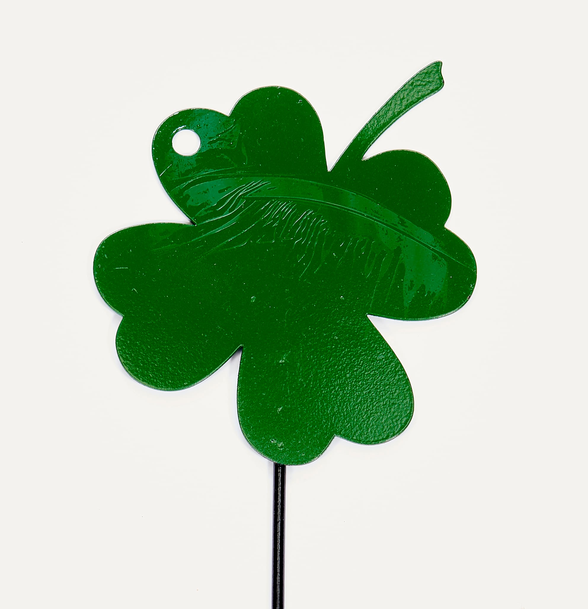Worth Imports 15" Green Iron Clover Leaf Garden Stake