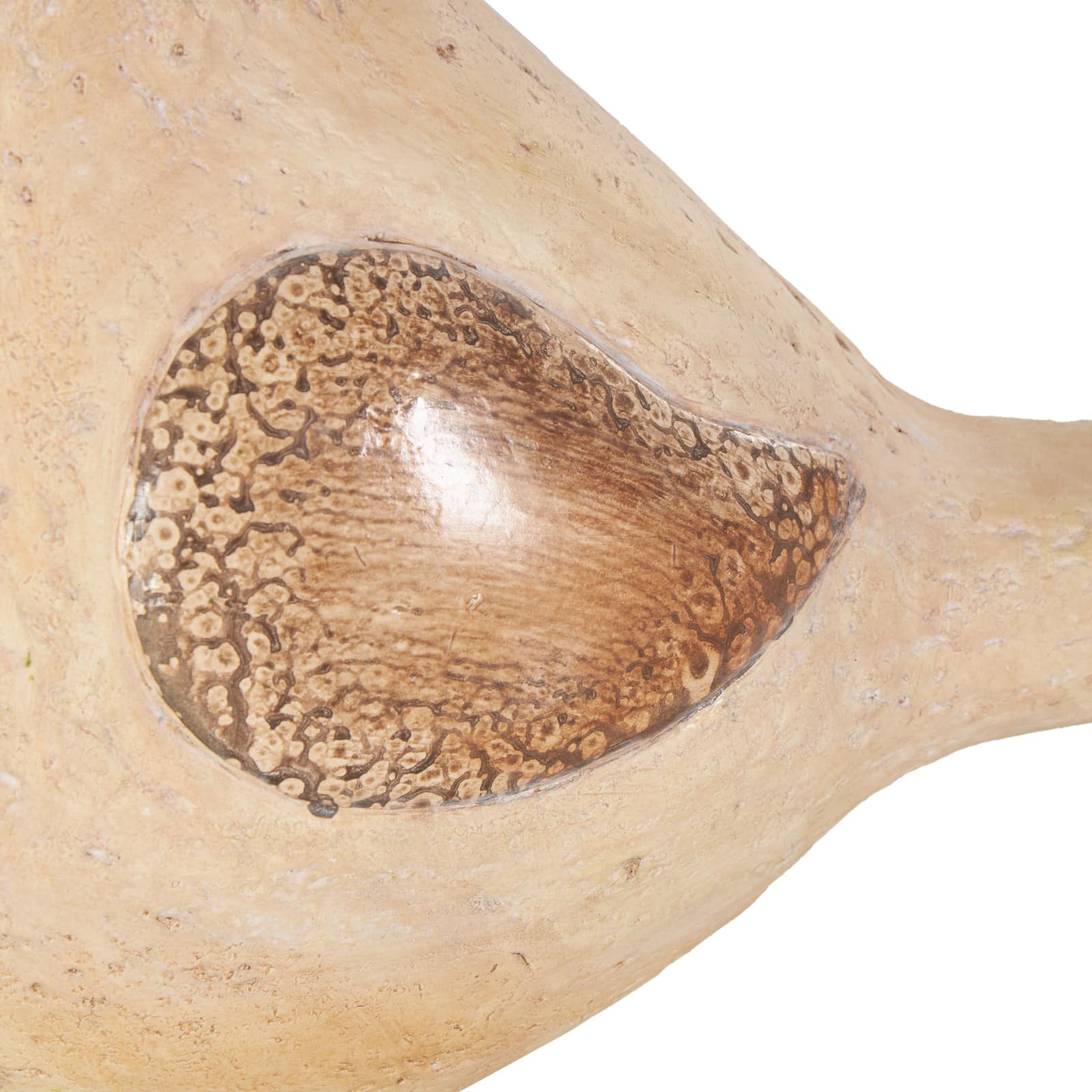 9.25" Cream & Brown Magnesium Oxide Bird Sitting Garden Sculpture