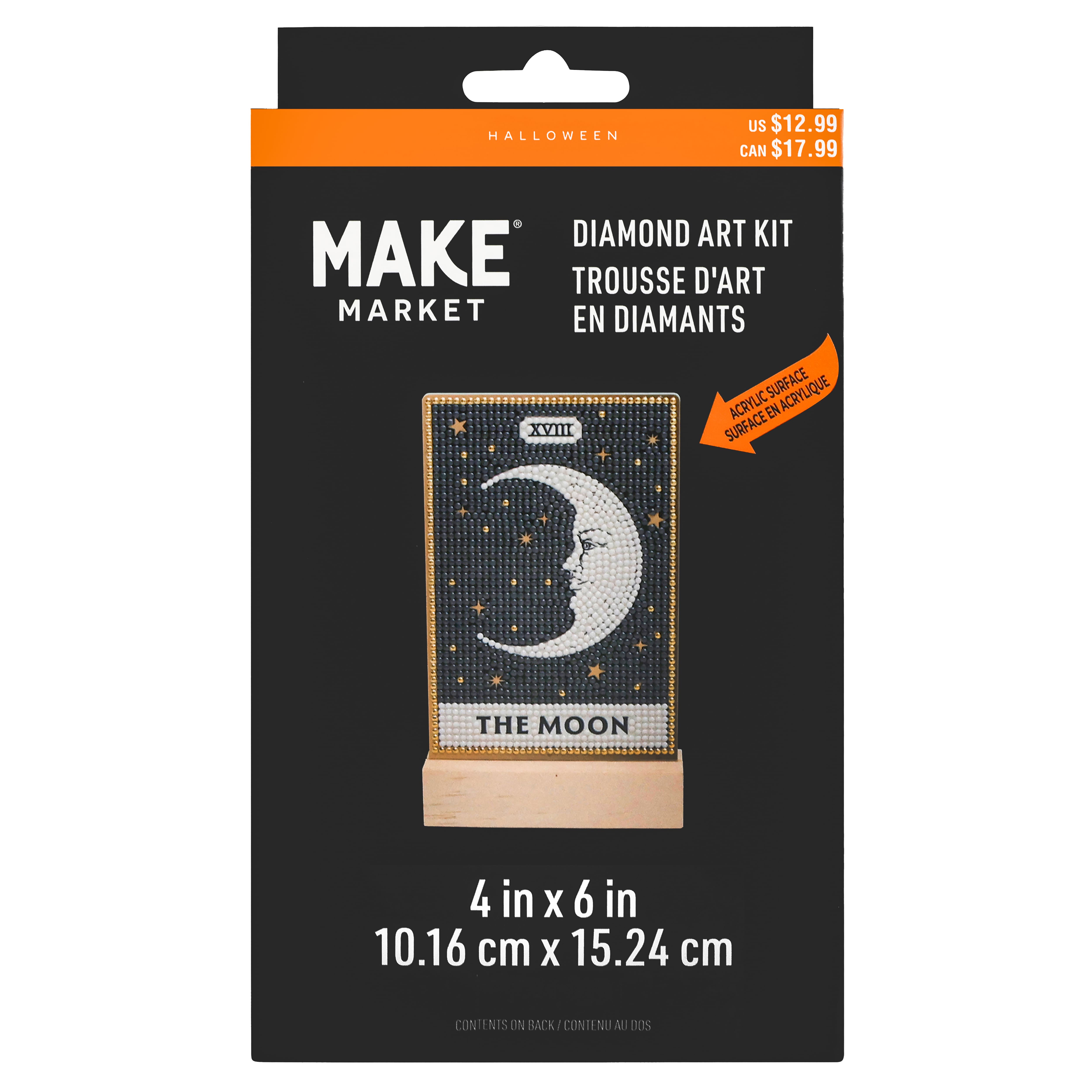 4" x 6" Moon Tarot Acrylic Surface Diamond Art Kit with Wood Stand by Make Market®