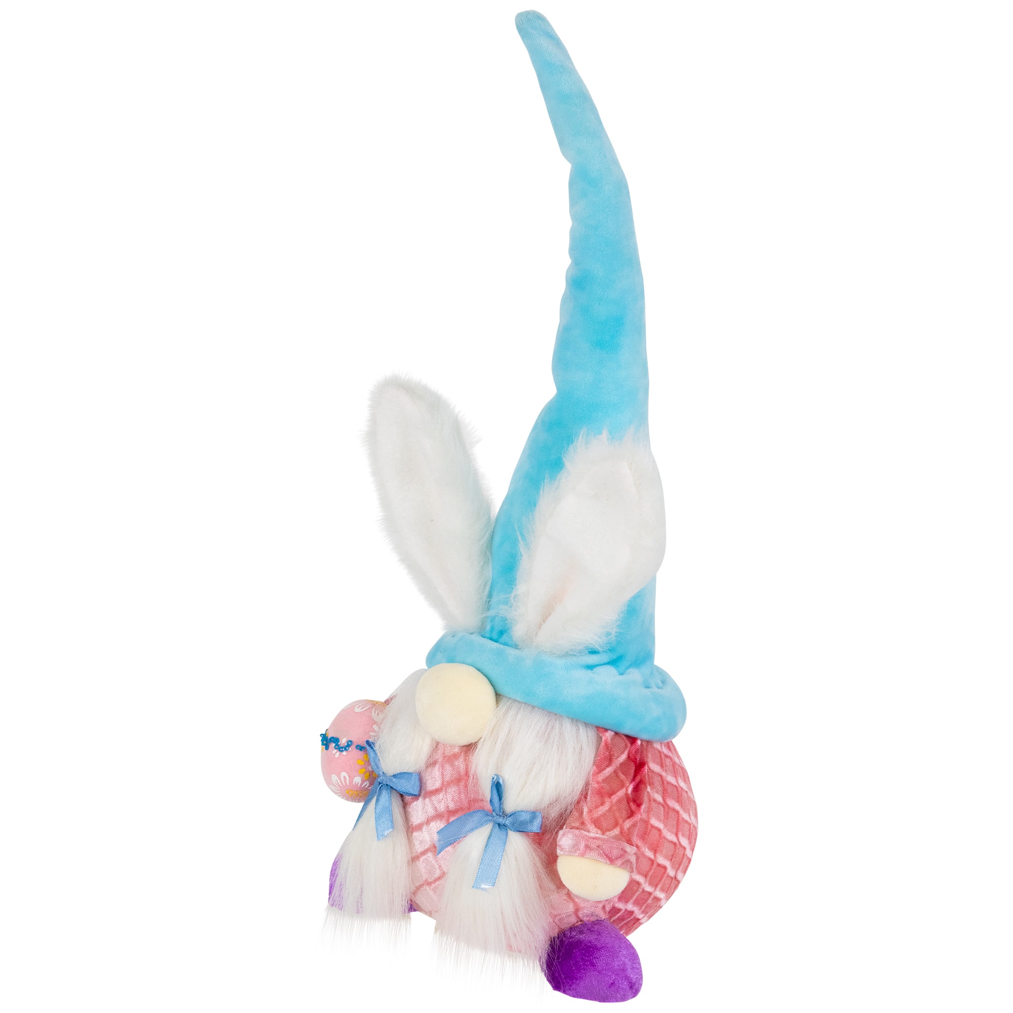 18.25" Blue & Pink Girl Gnome with Bunny Ears Easter Figure