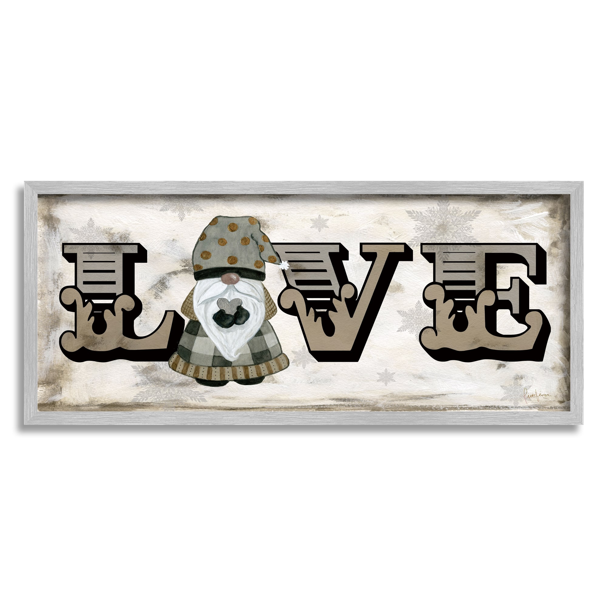 Stupell Industries Holiday Patterned Love Gnome Framed Giclee Art