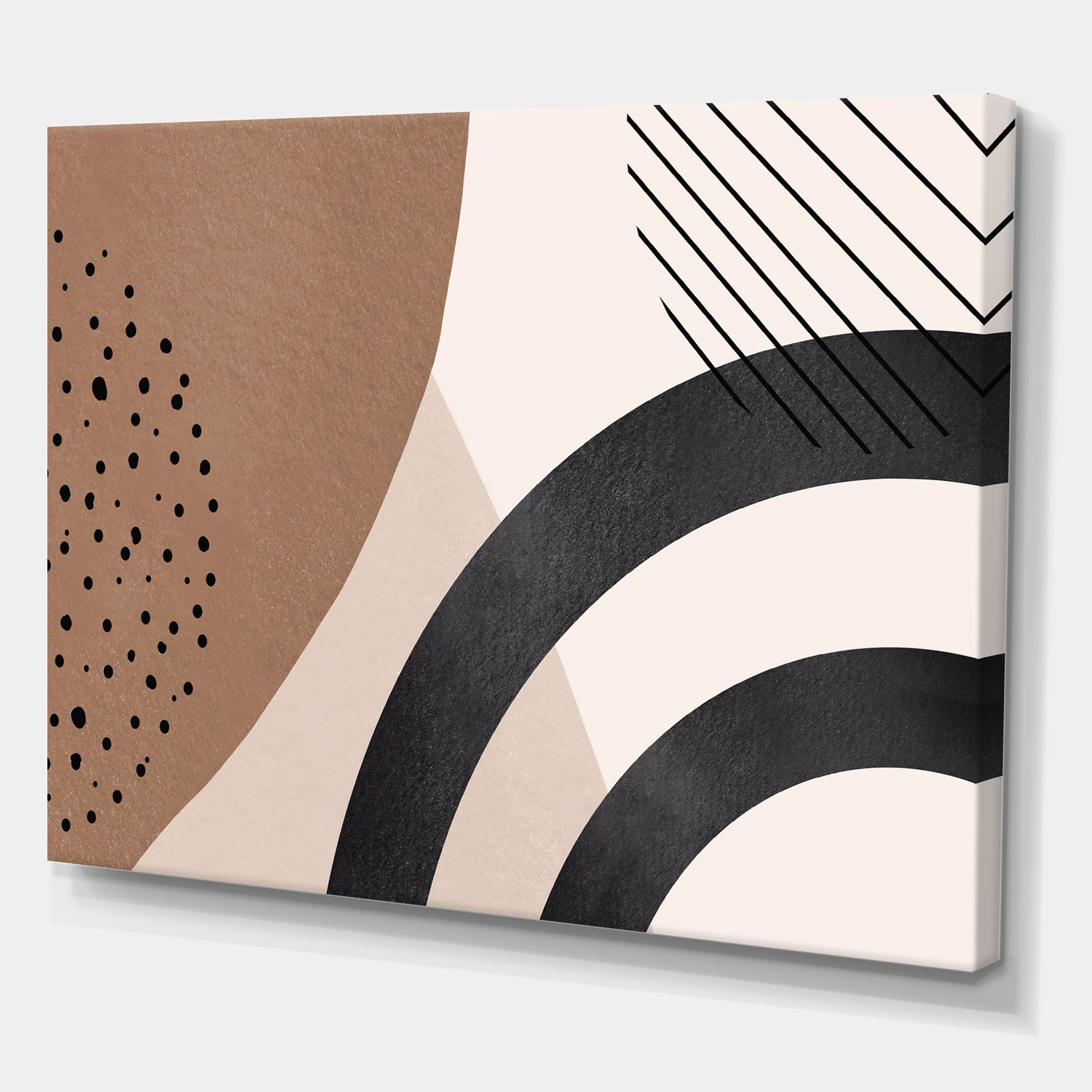 Designart - Abstract Shapes in Terracotta and Ivory Shapes III - Modern Canvas Wall Art Print