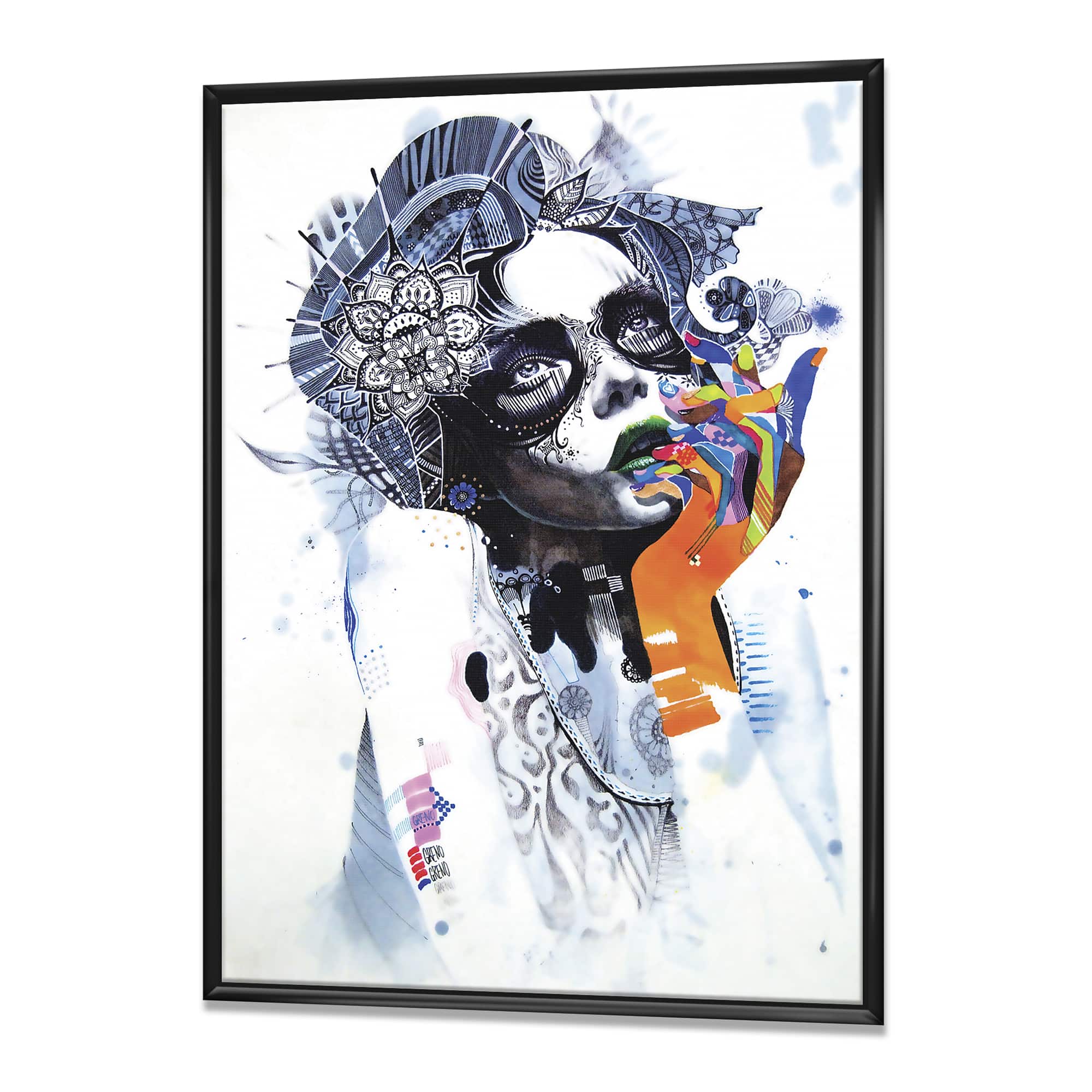 Designart - Beautiful Urban Dreaming Girl - Modern & Contemporary Gallery-wrapped Canvas in Black Frame