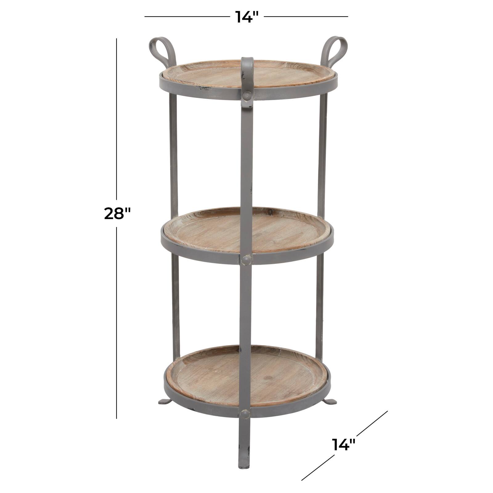 28" Gray Iron Industrial Accent Table