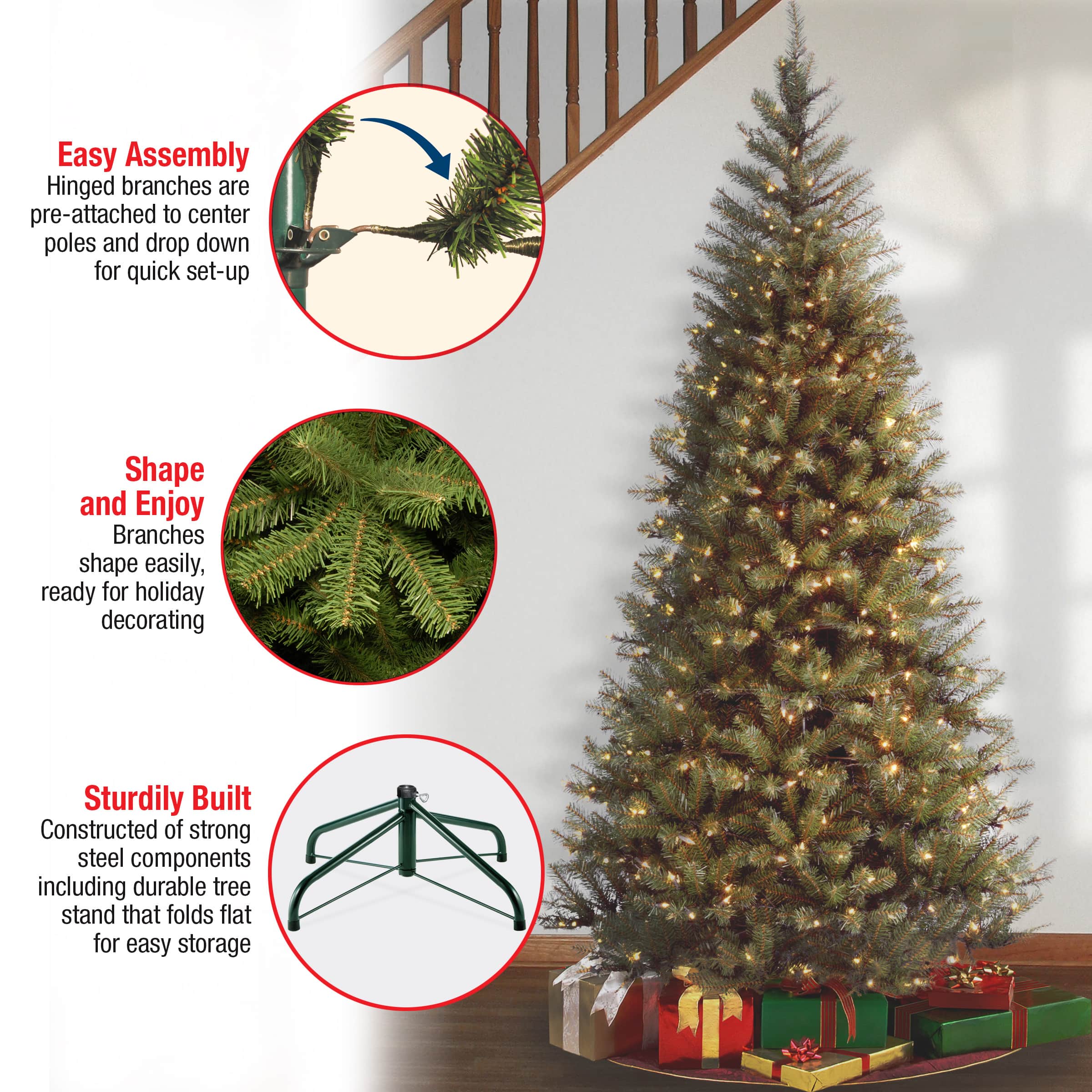 6.5 ft. Pre-Lit Aspen Spruce Slim Artificial Christmas Tree, Clear Lights