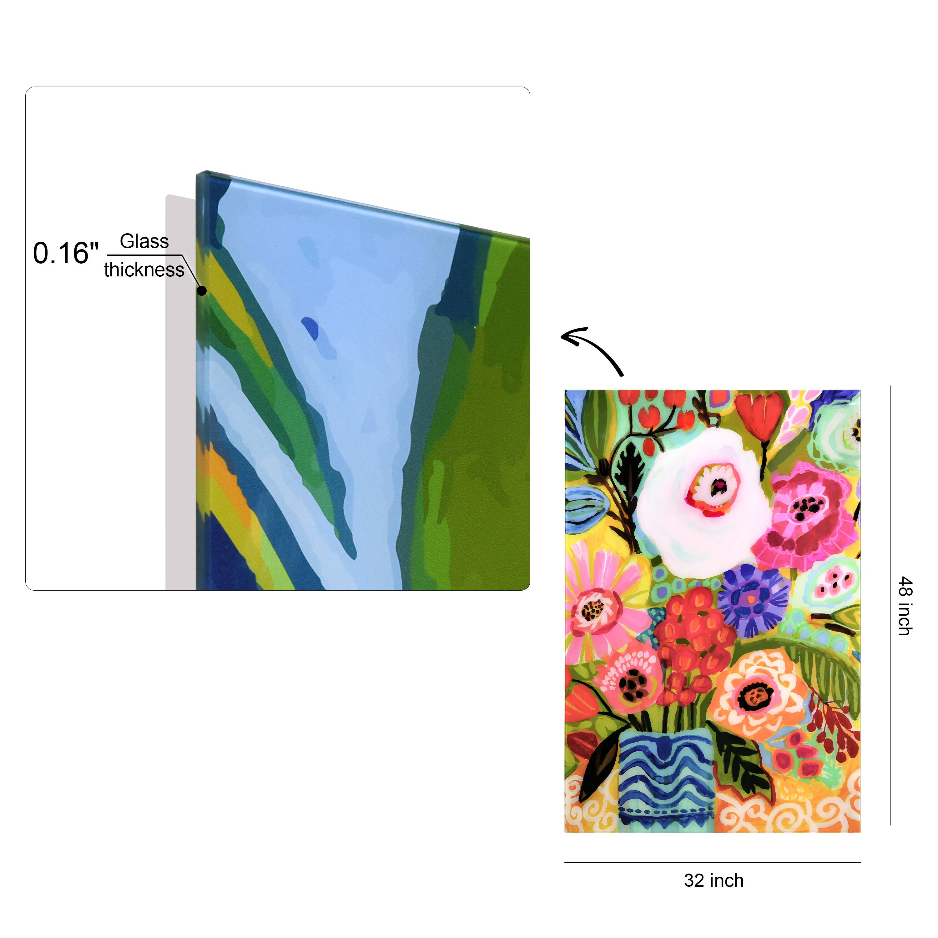 Empire Art Direct 32" x 48" Fresh Flowers in Vase II Frameless Free Floating Tempered Glass Wall Art