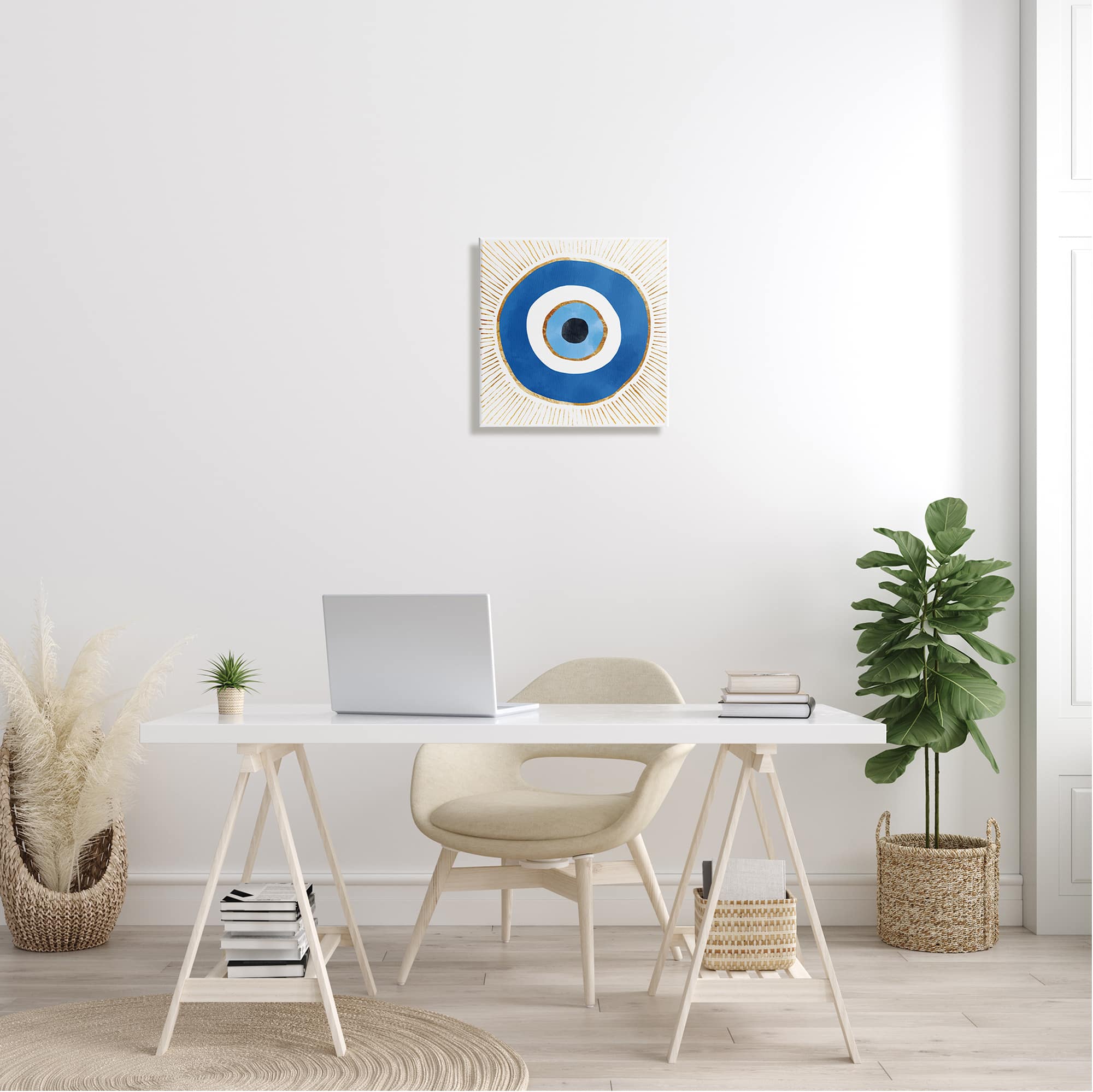 Stupell Industries Evil Eye Symbol Striped Rays Canvas Wall Art