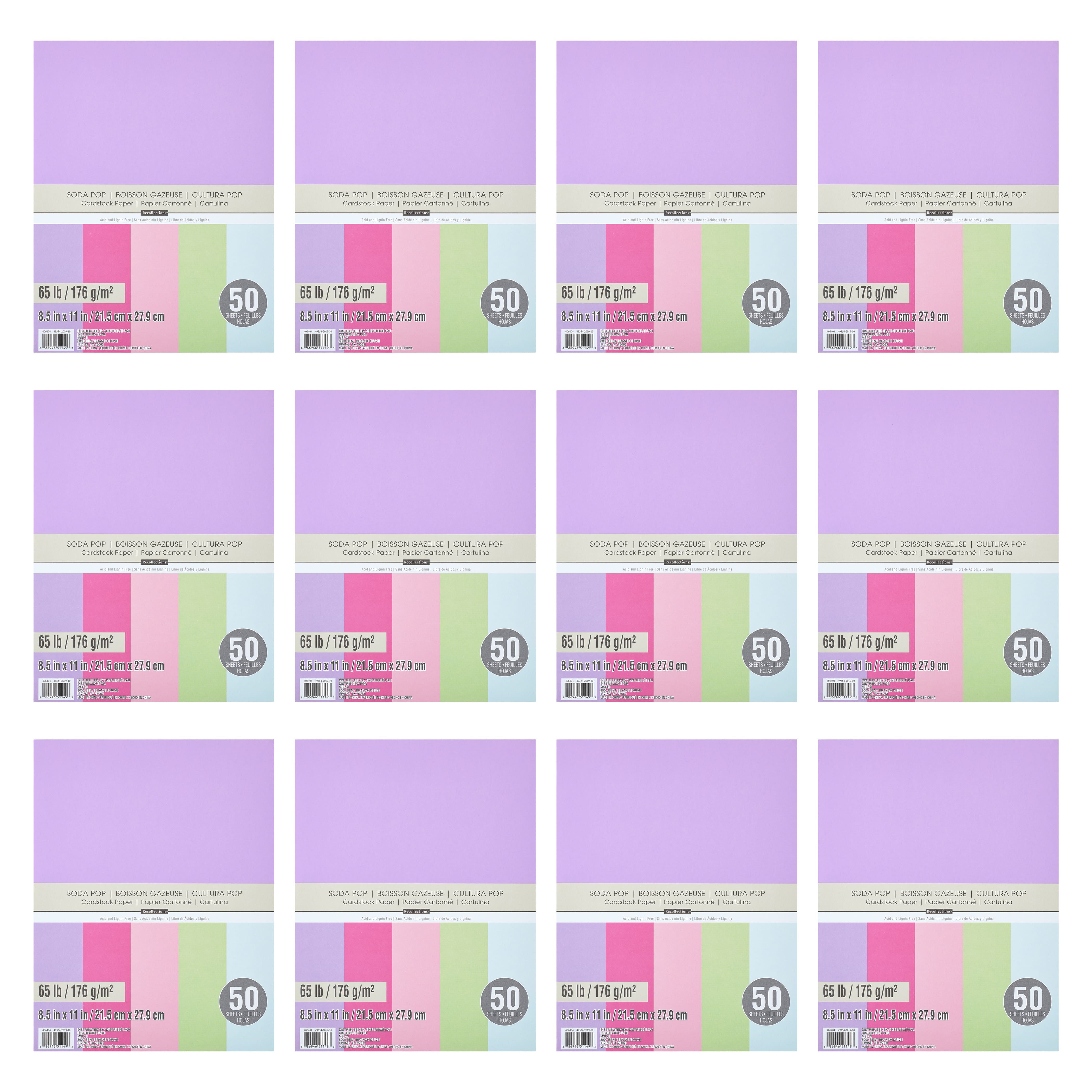 12 Packs: 50 ct. (600 total) Soda Pop 8.5" x 11" Cardstock Paper by Recollections™