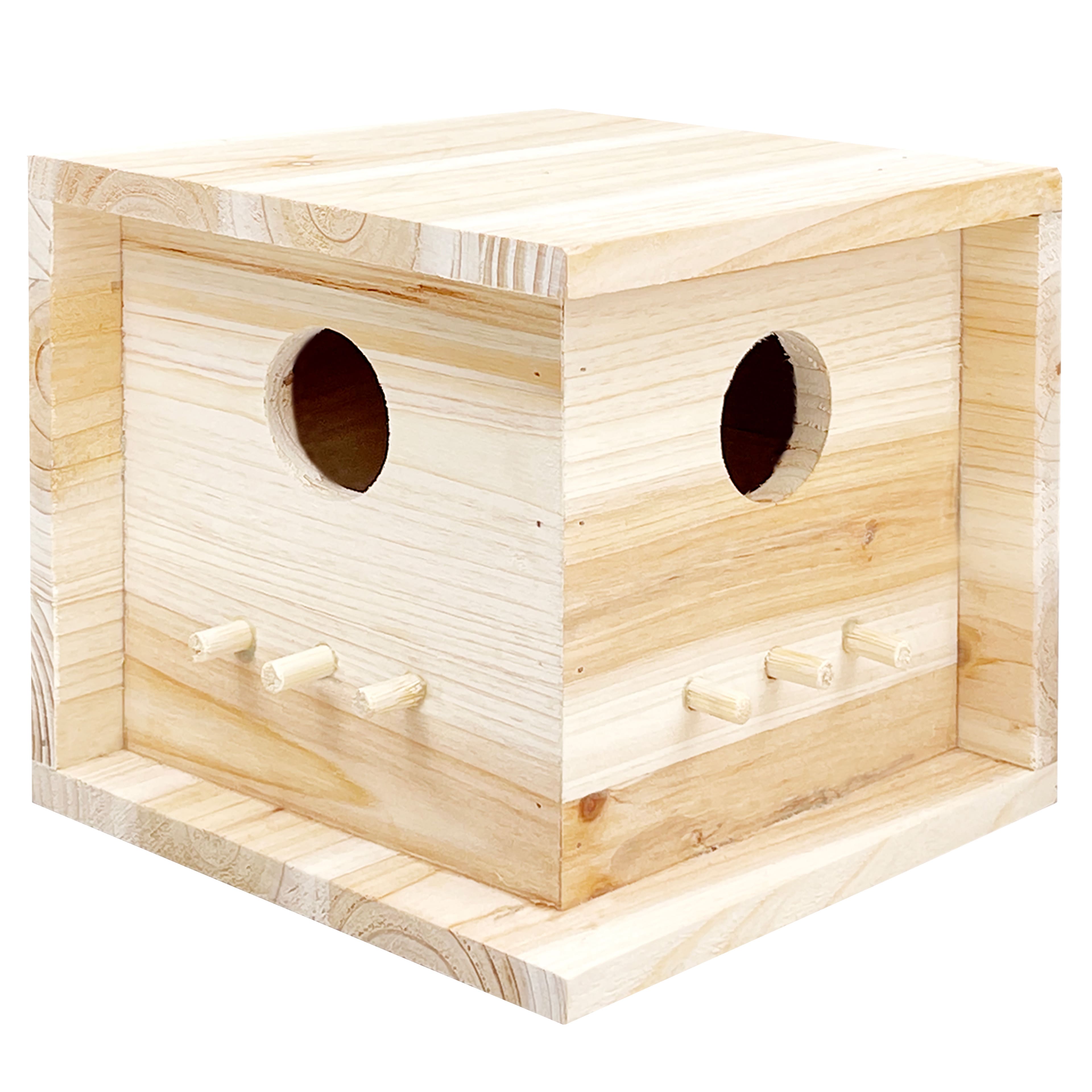 6" Unfinished Wood Modern Cube Birdhouse