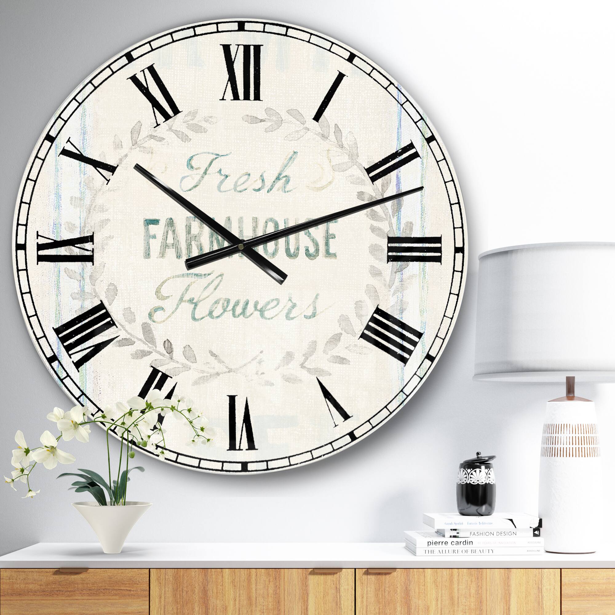 Designart 'Farmhouse Florals Viii Farmhouse Wall Clock