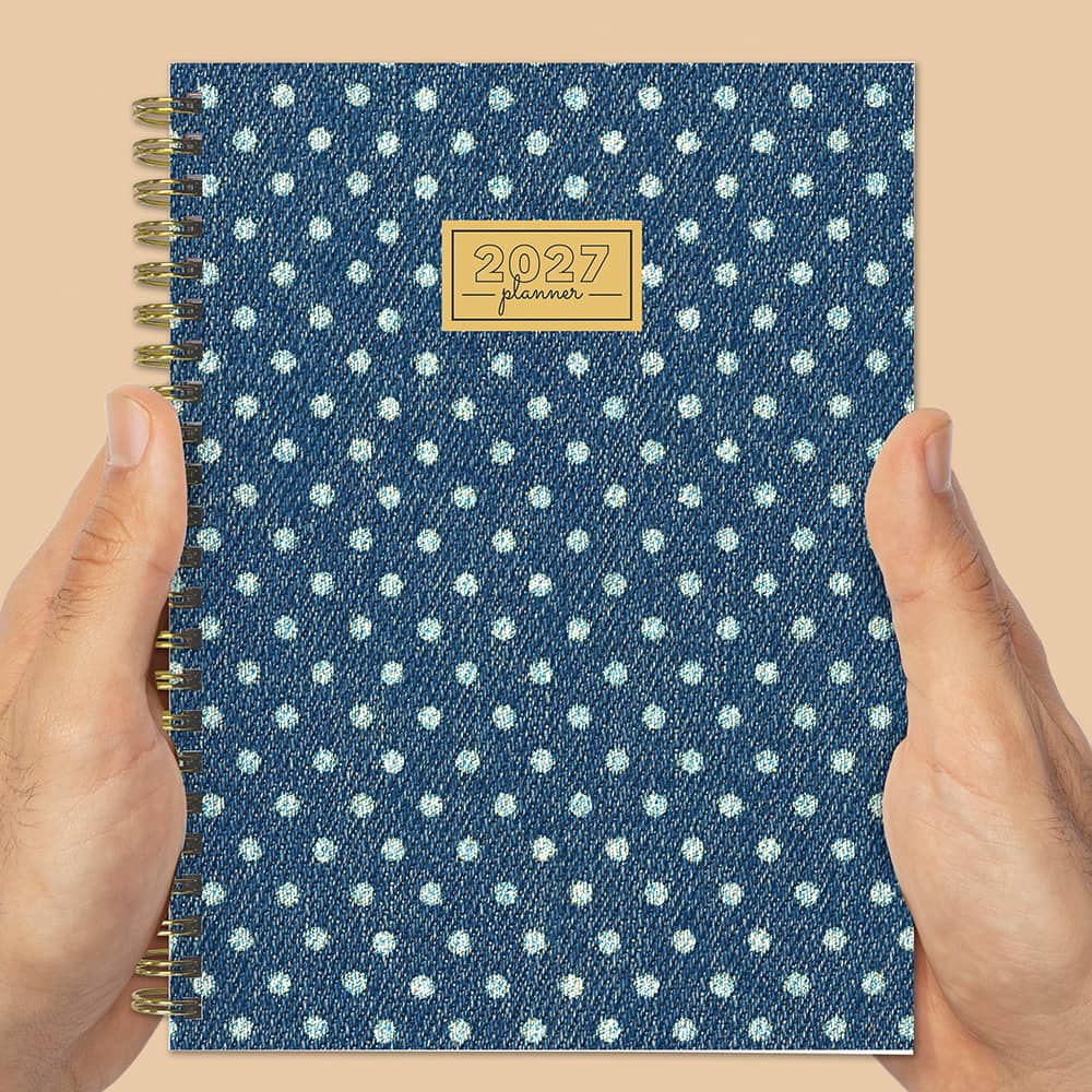 2027 Denim Dots Medium Weekly Monthly Planner