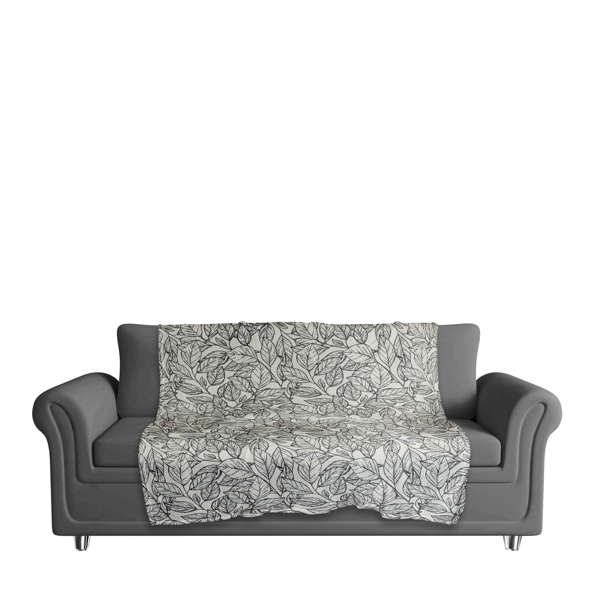 Sketched Leaf Pattern 50" x 60" Coral Fleece Blanket