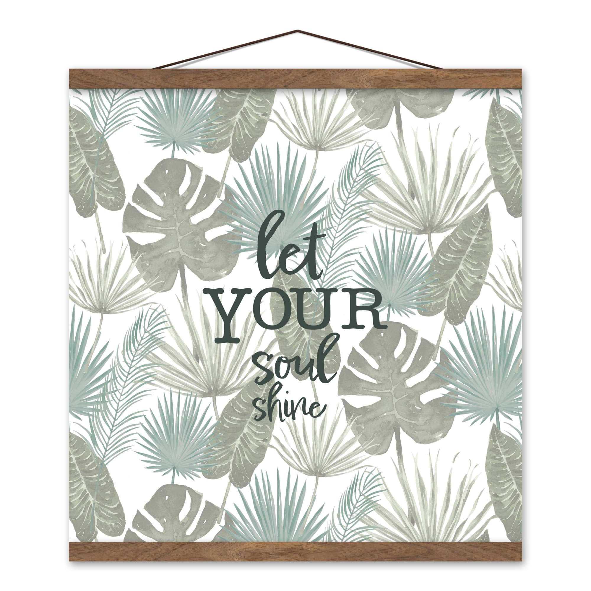 Let Your Soul Shine Tropical Palm Teak Hanging Canvas