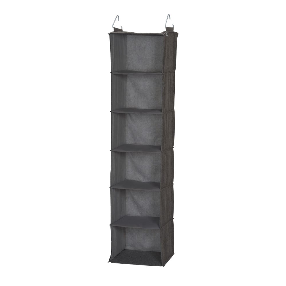 Household Essentials Gray Linen 6-Shelf Hanging Closet Organizer