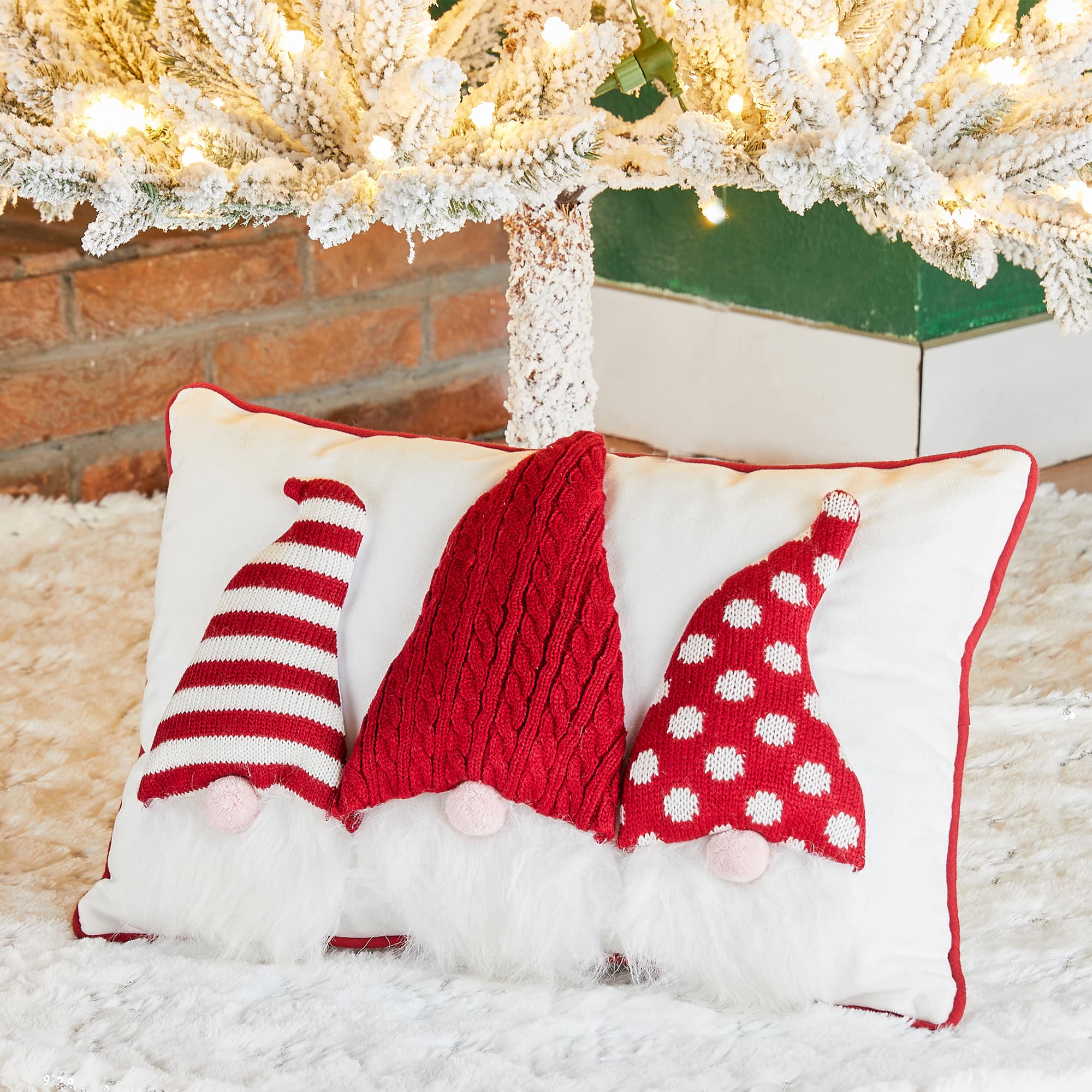 Glitzhome® 3D Heavy Cotton Knitted Gnome Throw Pillow