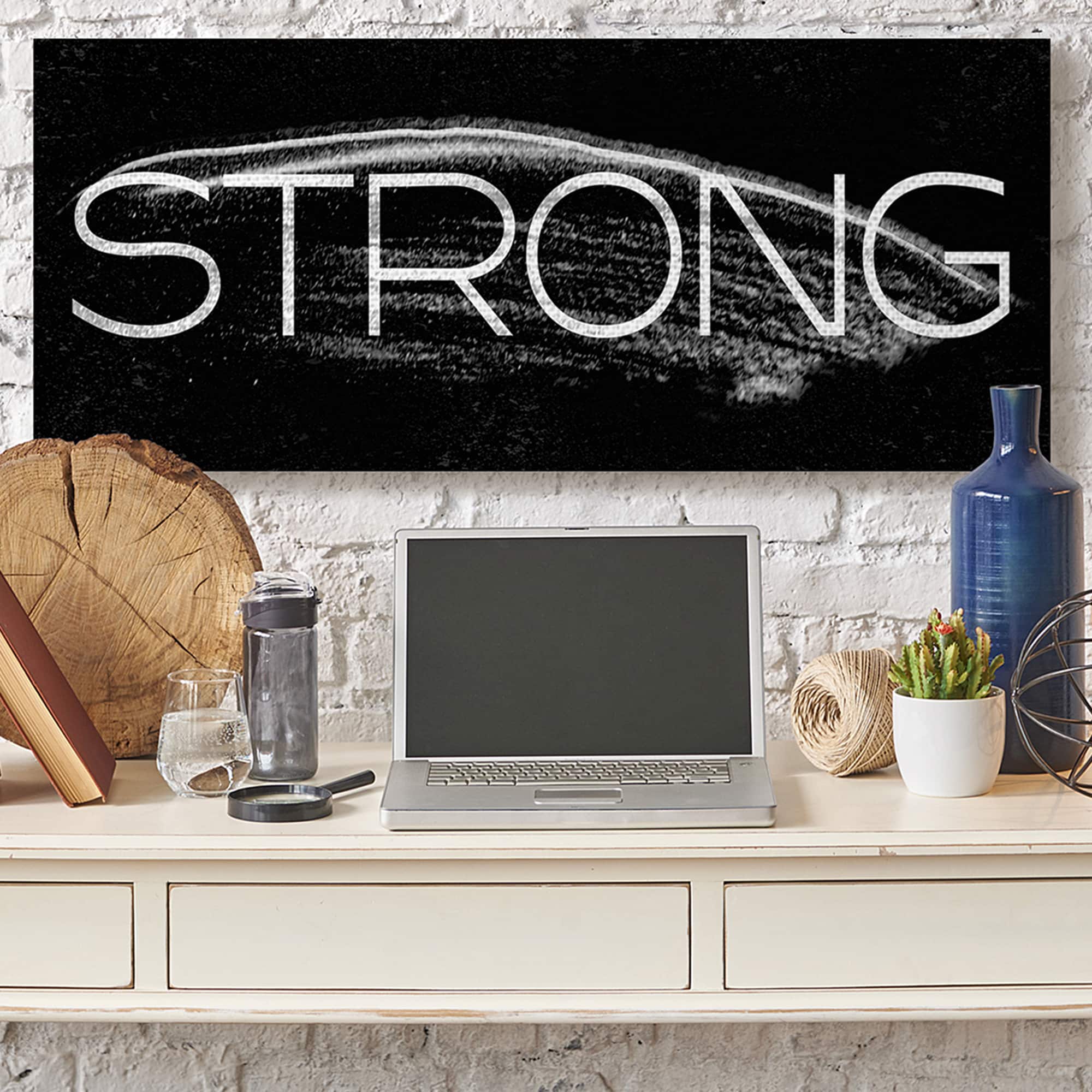 Stupell Industries Strong Phrase Bold Typography Paint Stroke Inspired Canvas Wall Art