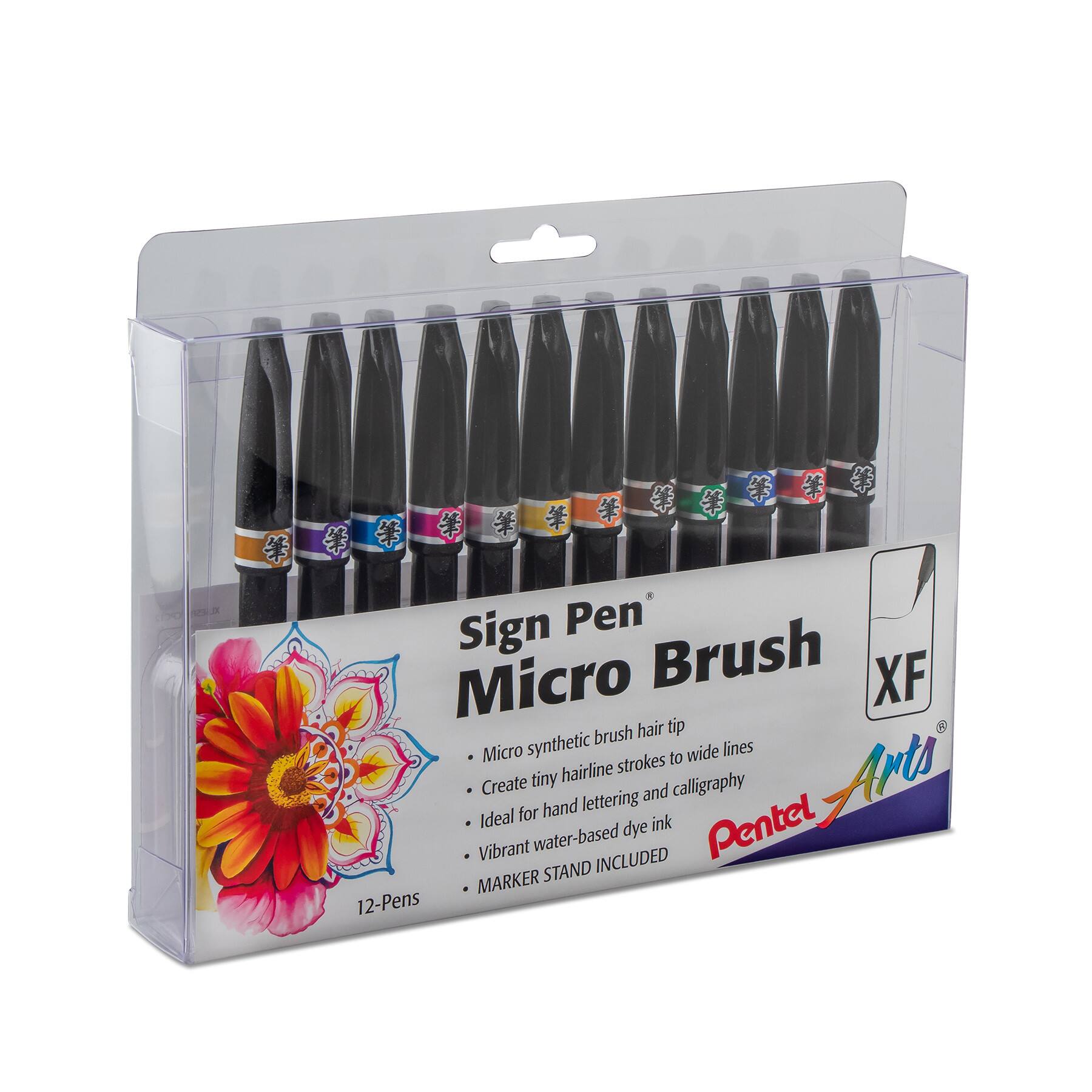Pentel Arts® Sign Pen® 12 Color Micro Brush Tip Pen Set