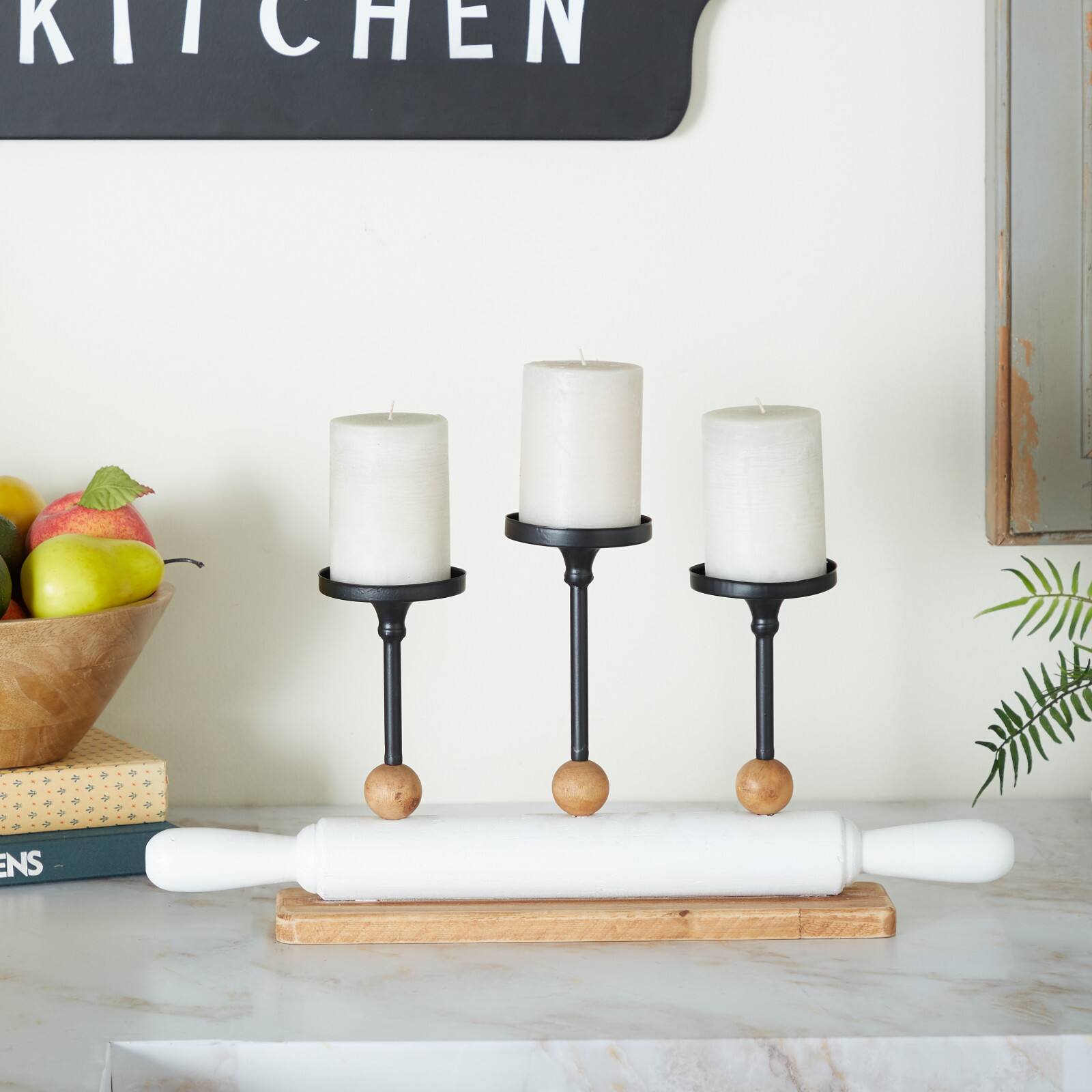 White Fir Modern Farmhouse Candelabra, 9" x 20" x 4"