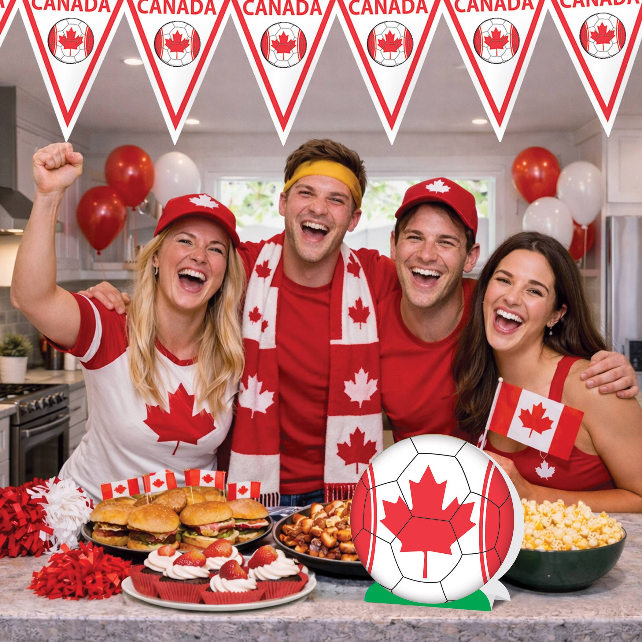 9.25" Canada 3D Soccer Ball Centerpieces, 2ct.