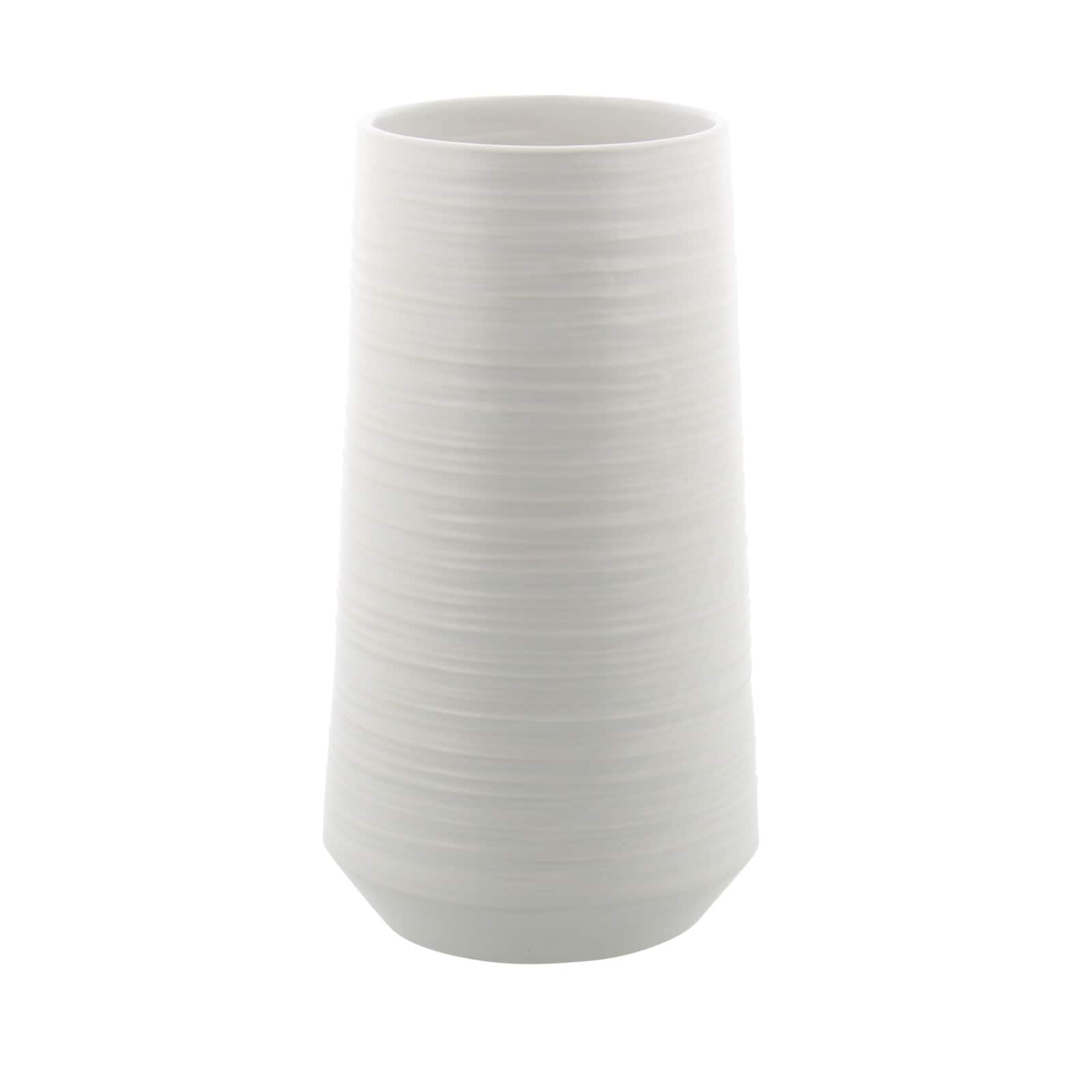 Silver Porcelain Contemporary Vase, 12" x 6" x 6"