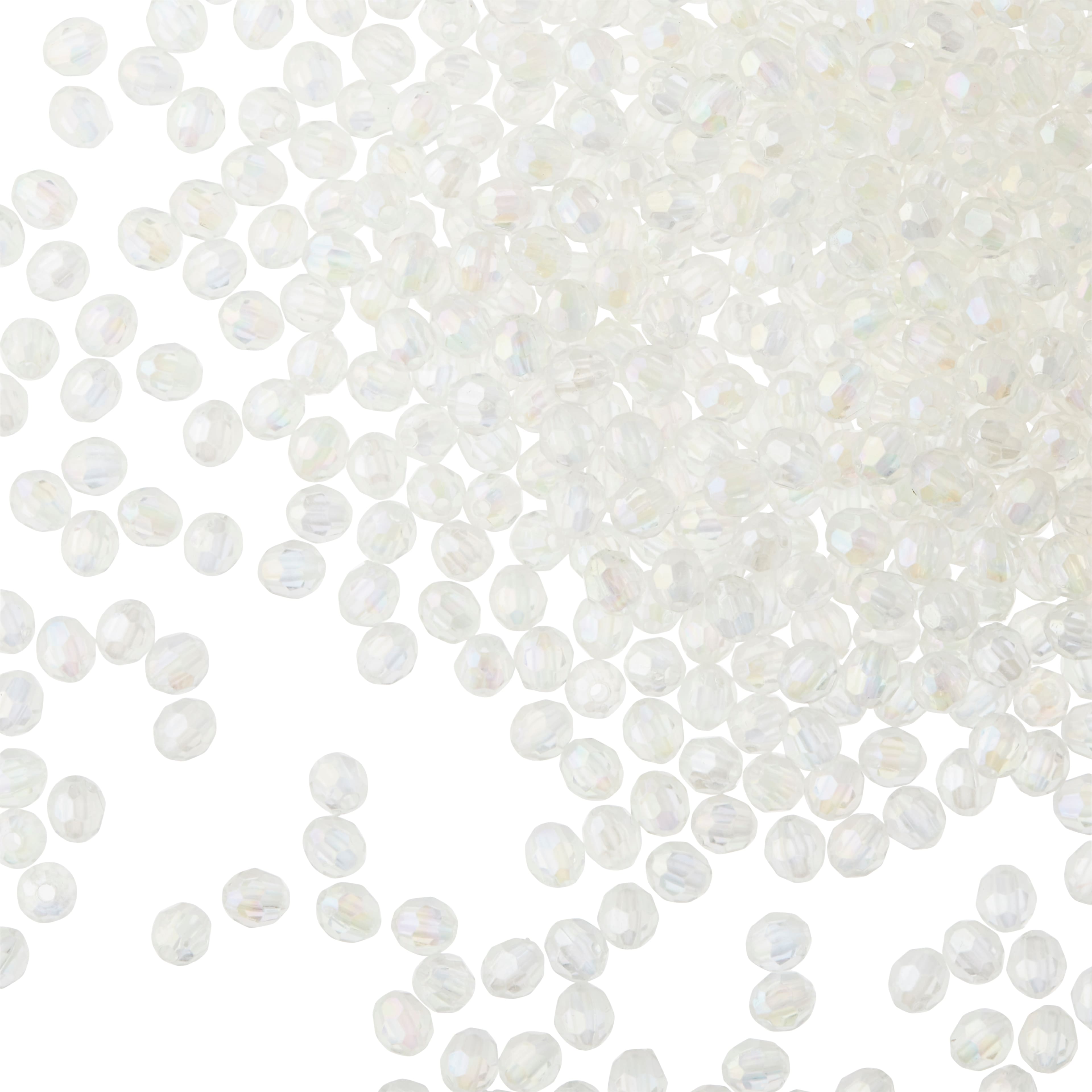 12 Pack: Clear Aurora Borealis Faceted Acrylic Round Craft Beads by Bead Landing™, 6mm