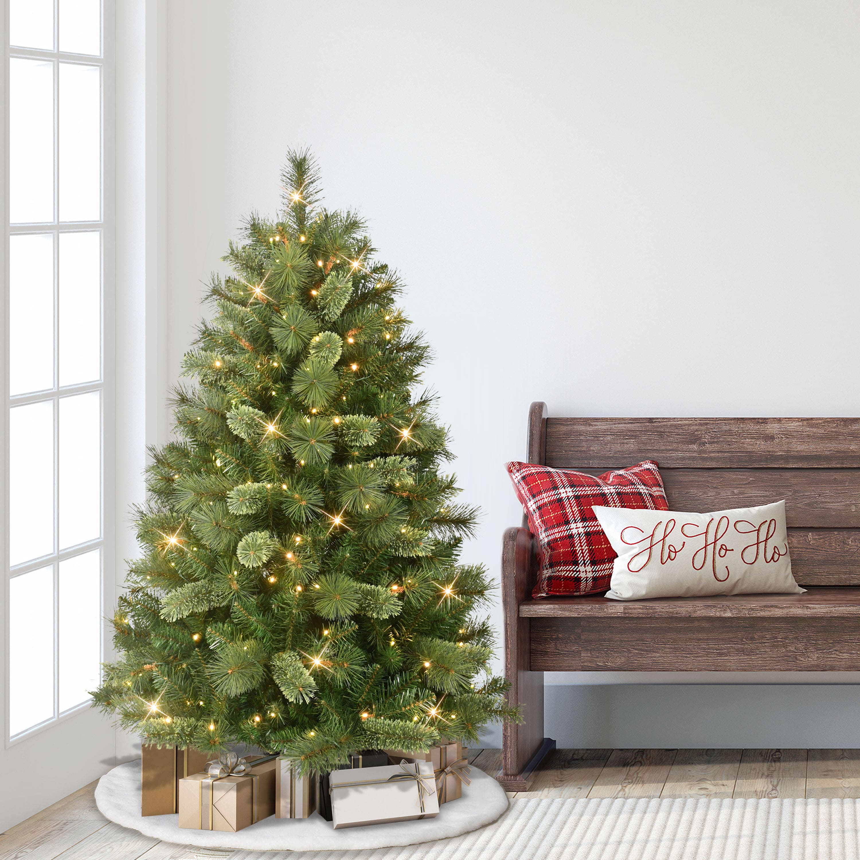 4.5ft. Pre-Lit Teton Pine Artificial Christmas Tree, Warm White LED Lights