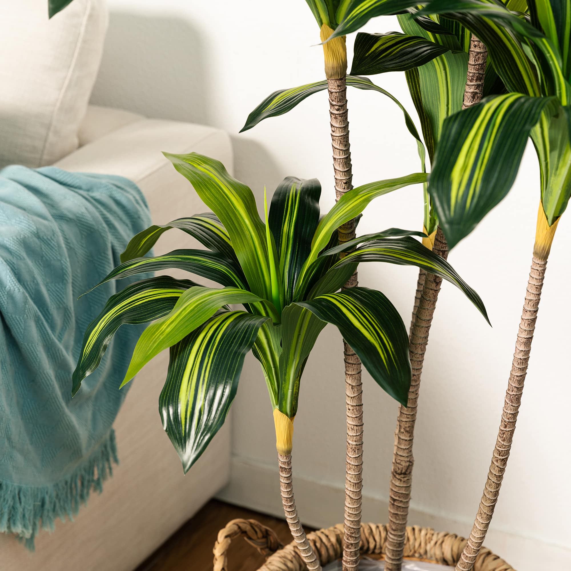 Glitzhome® 4.5ft. Faux Dracaena Fragrans Plant in Pot