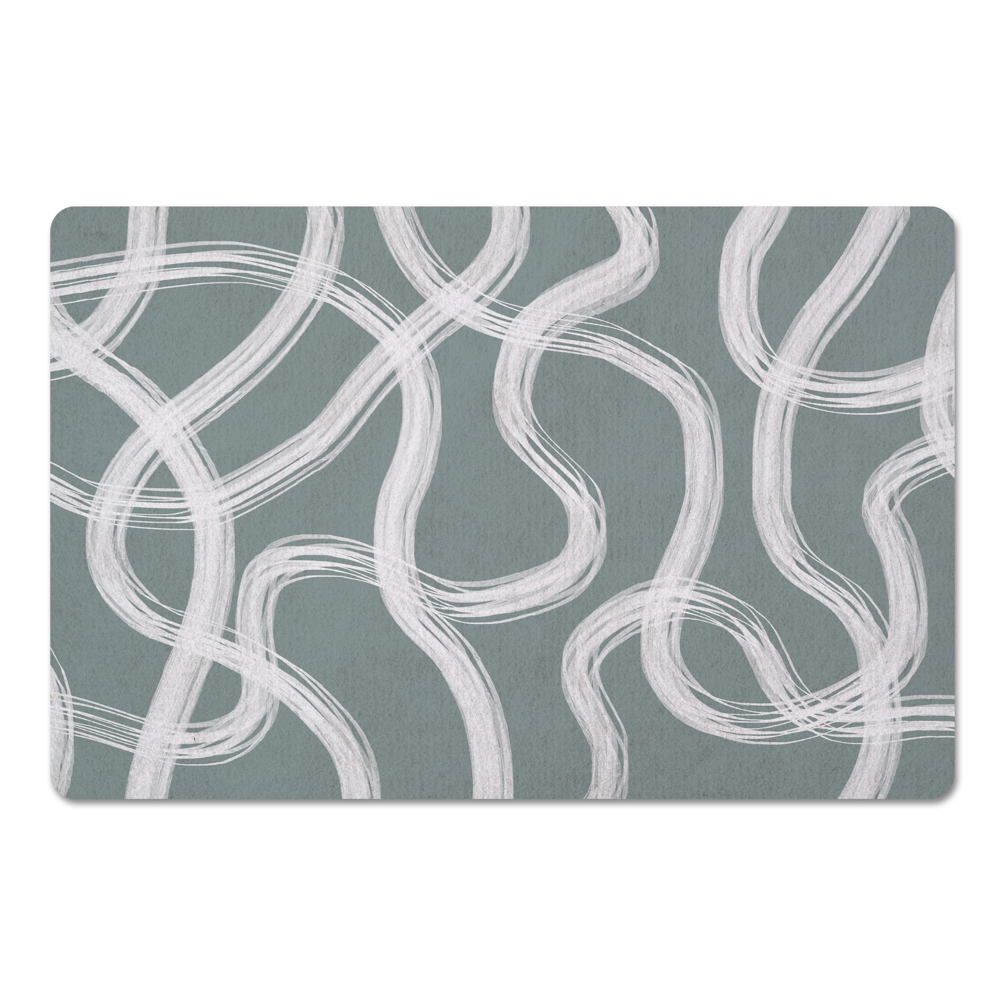 White Strokes on Gray Floor Mat, 27" x 18*