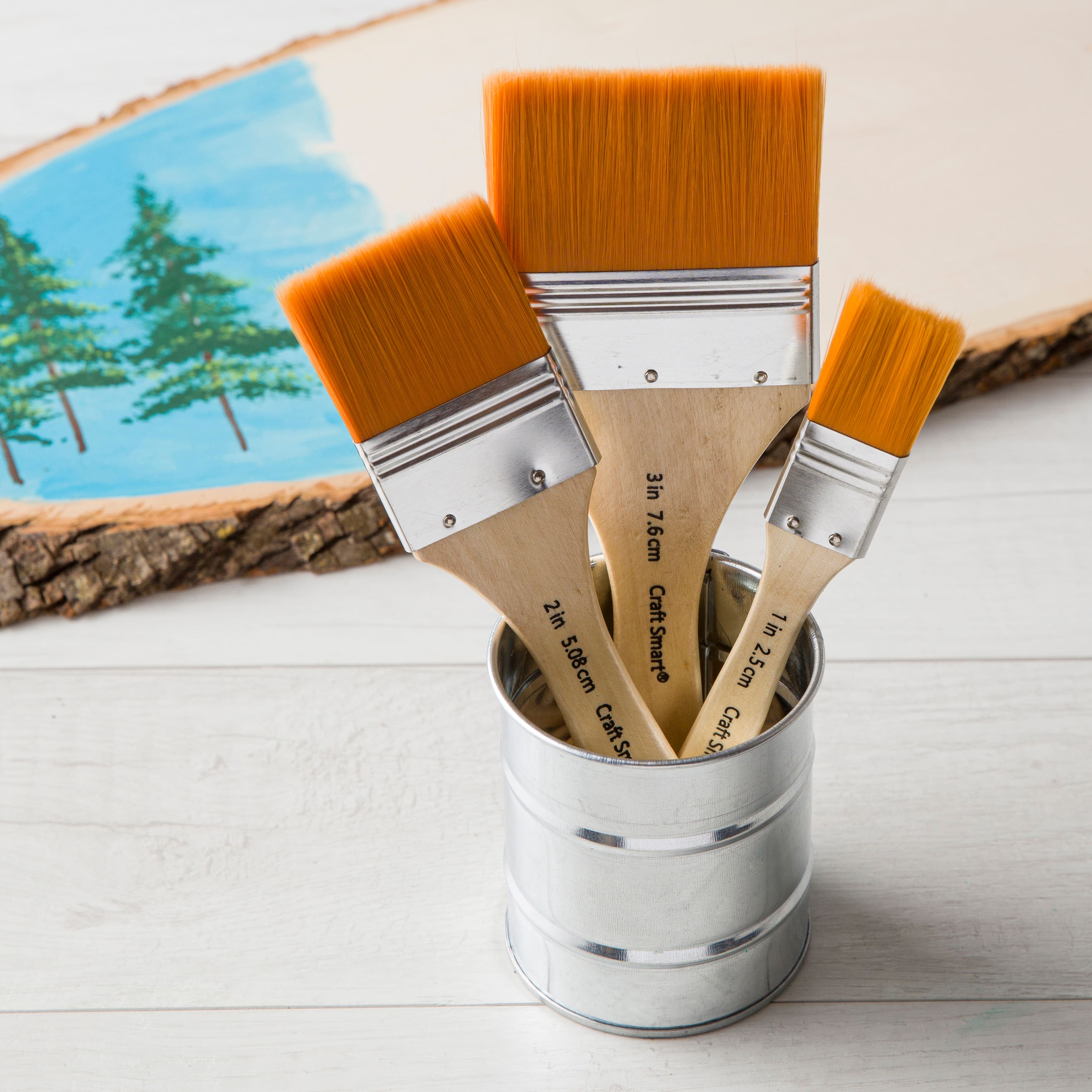 12 Packs: 3 ct. (36 total) Gold Taklon Large Area Flat Brush Pack by Craft Smart®