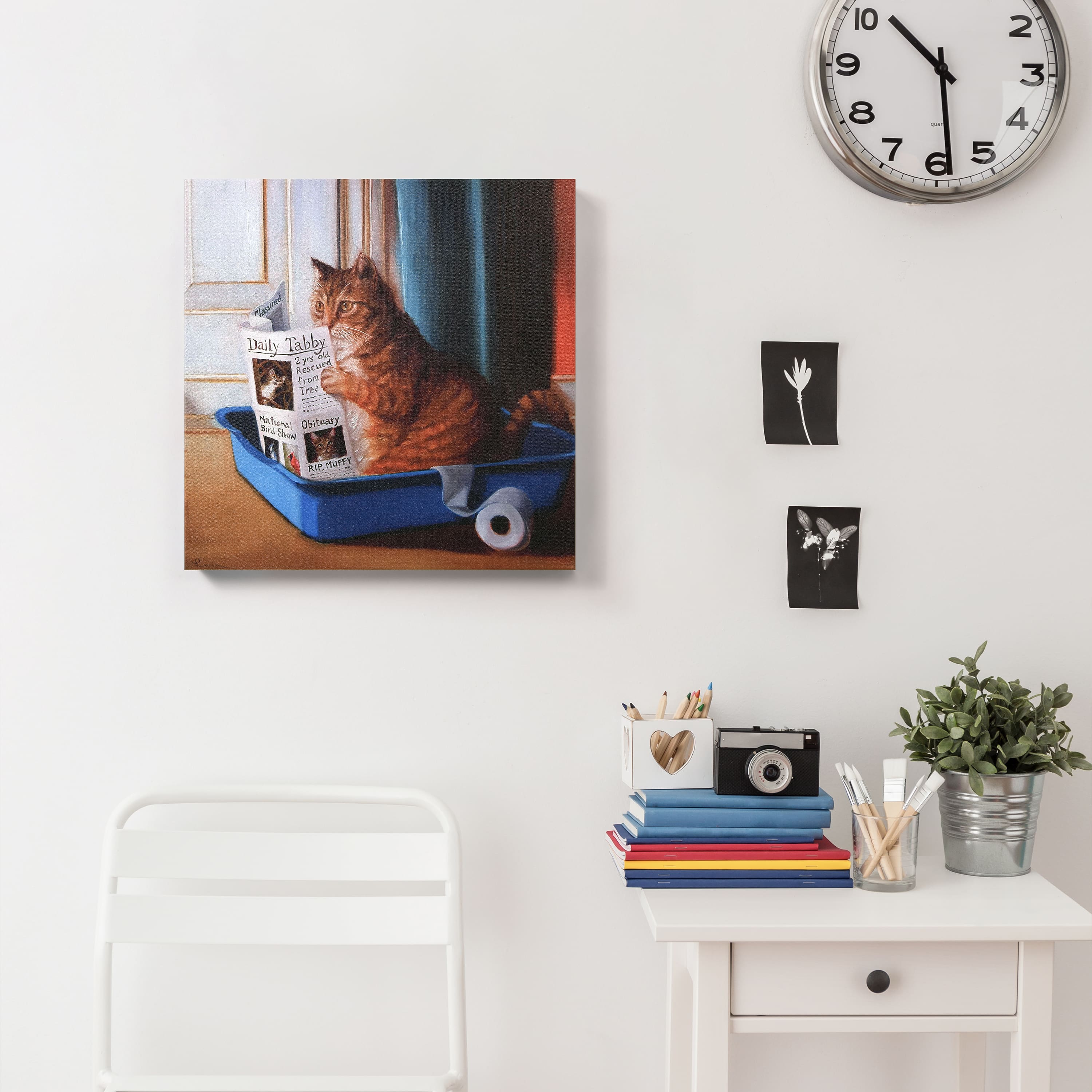 Empire Art Direct 18" x 18" Cat on a Throne Graphic Art Print on Gallery Wrapped Canvas Wall Art