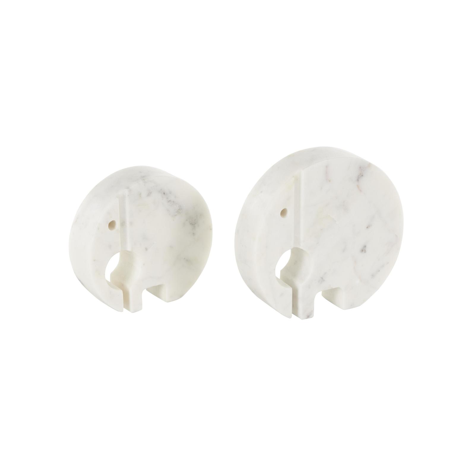 White & Gray Circular Abstract Marble Elephant Sculpture Set