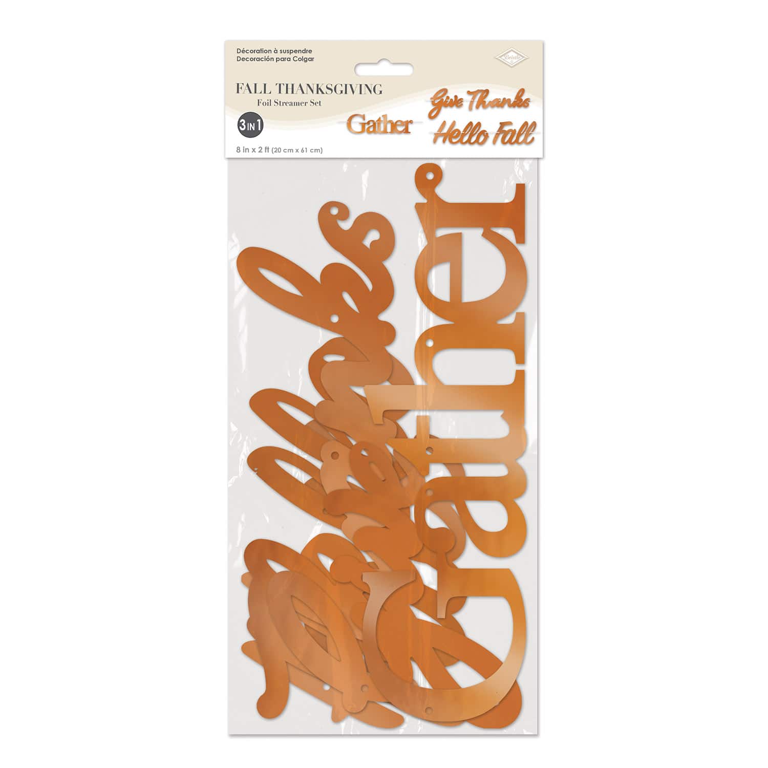 Beistle 2ft. Fall Thanksgiving Foil Streamers, 2 Packs of 3
