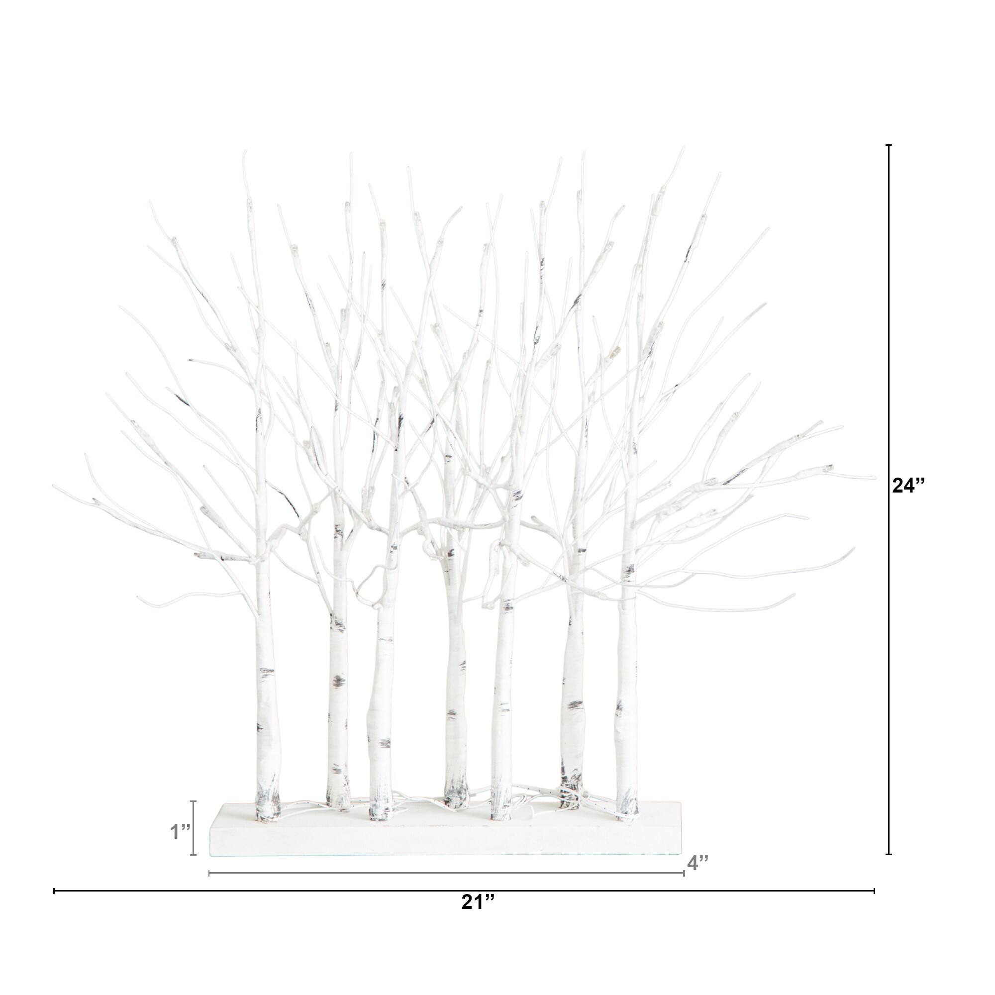 2ft. Pre-Lit Artificial White Birch Centerpiece with 84 LED Lights