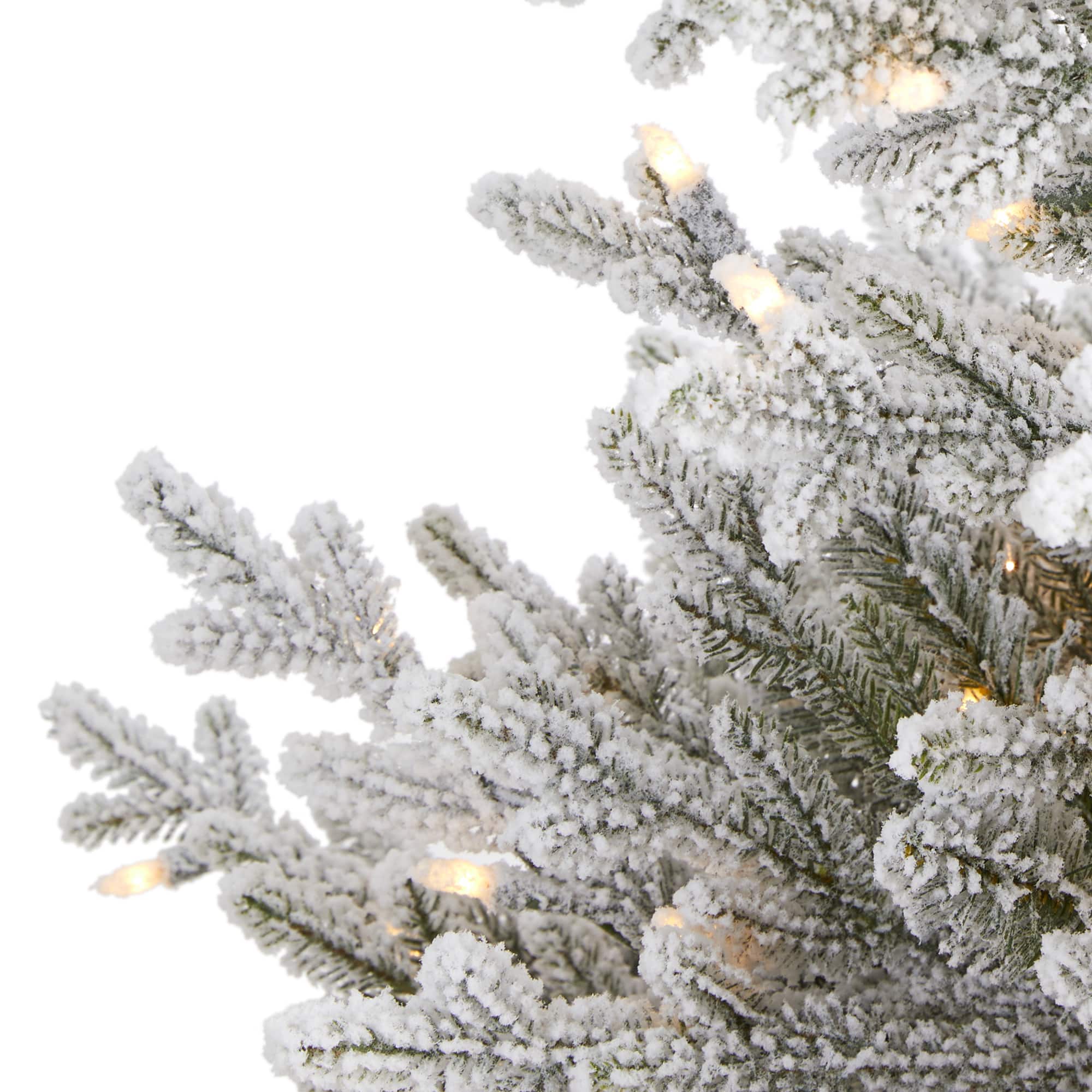 4ft. Pre-Lit Flocked Fraser Fir Artificial Christmas Tree with Warm White LED Lights