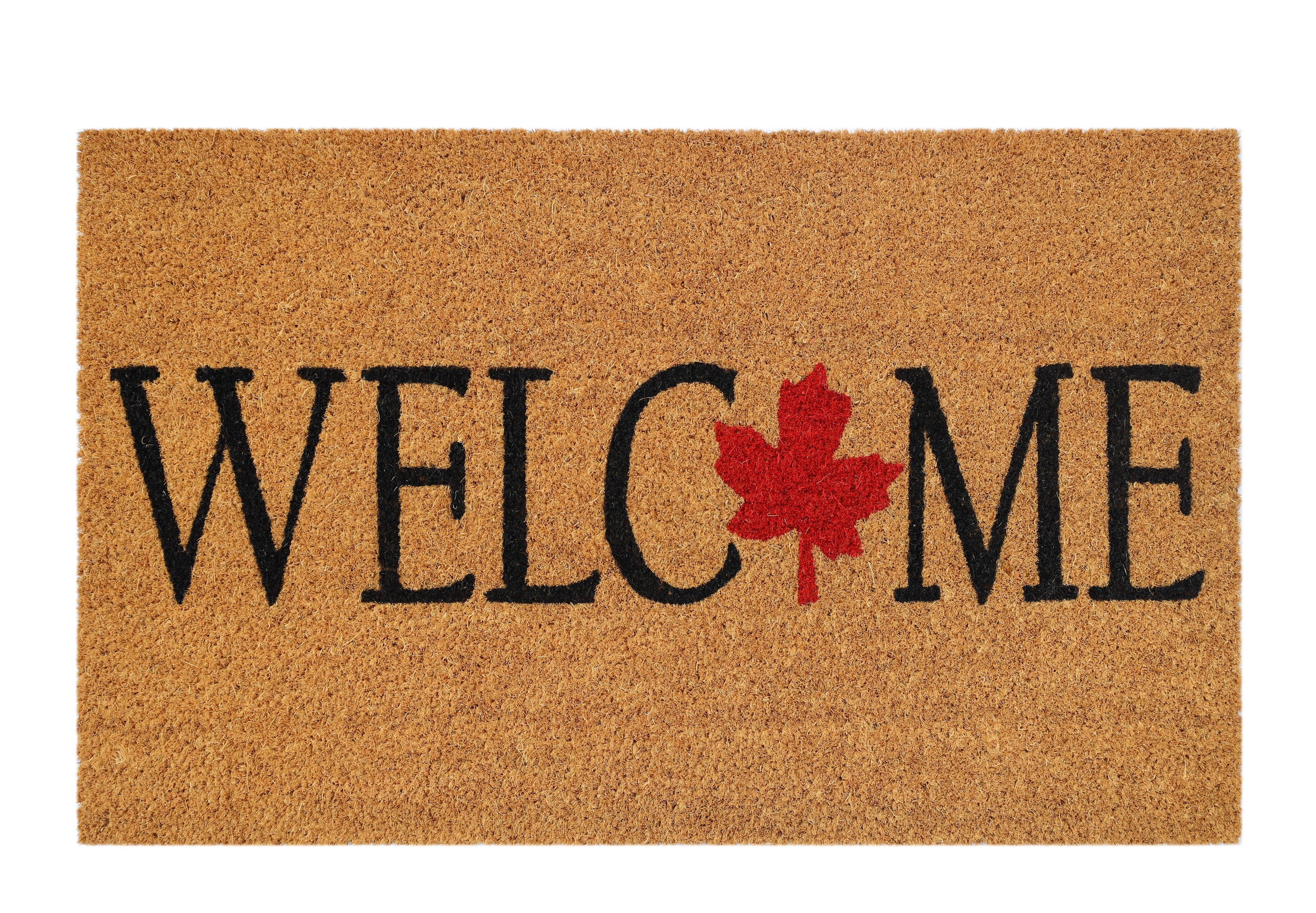 28.75" Brown Welcome Maple Leaf Doormat by Celebrate It™