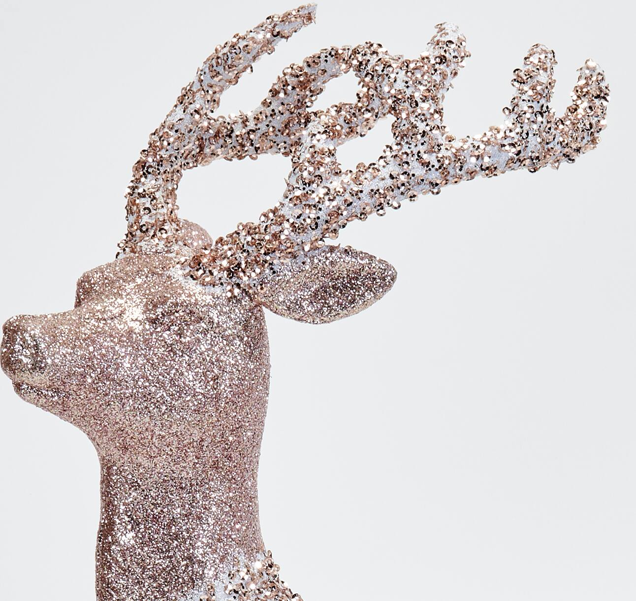 18" Rose Gold Glittered Standing Reindeer Christmas Décor