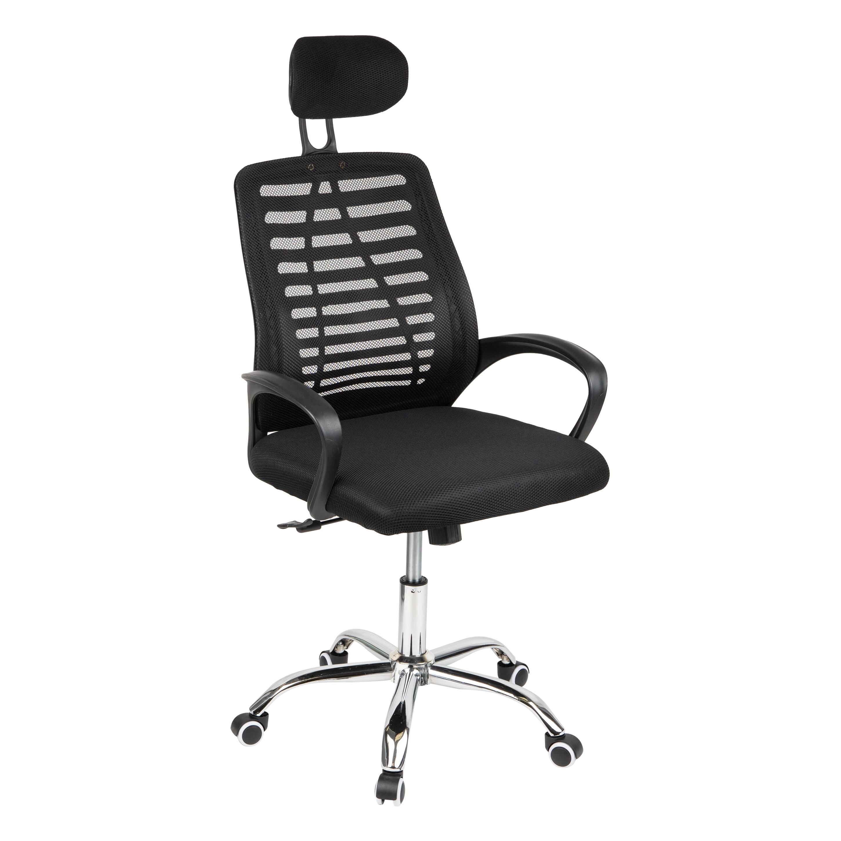 Mind Reader Office Chair with Wheels, Height Adjustable, Desk Chair, Office, 24"L x 20"W x 44-50"H, Black