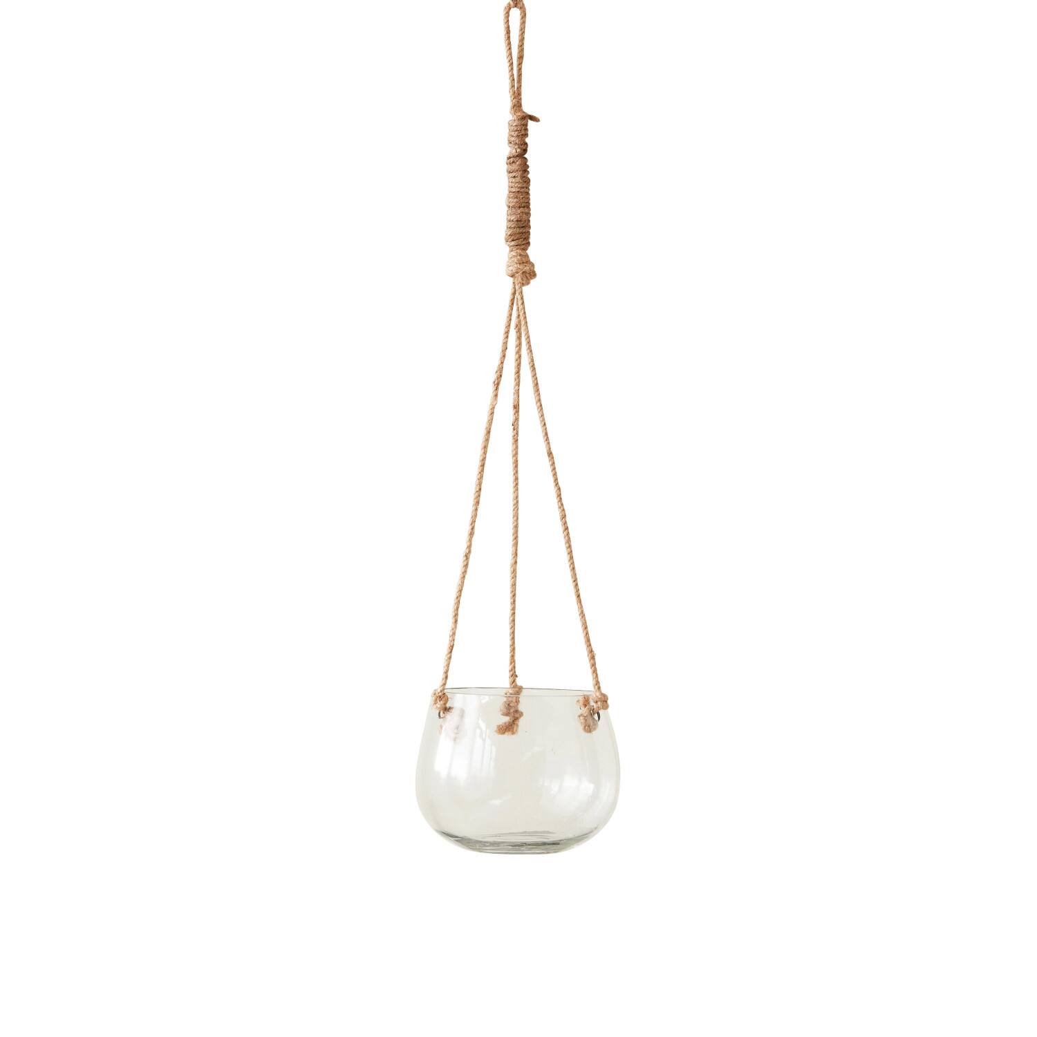 Hello Honey® 10.5" Hanging Glass Vase with Jute Rope