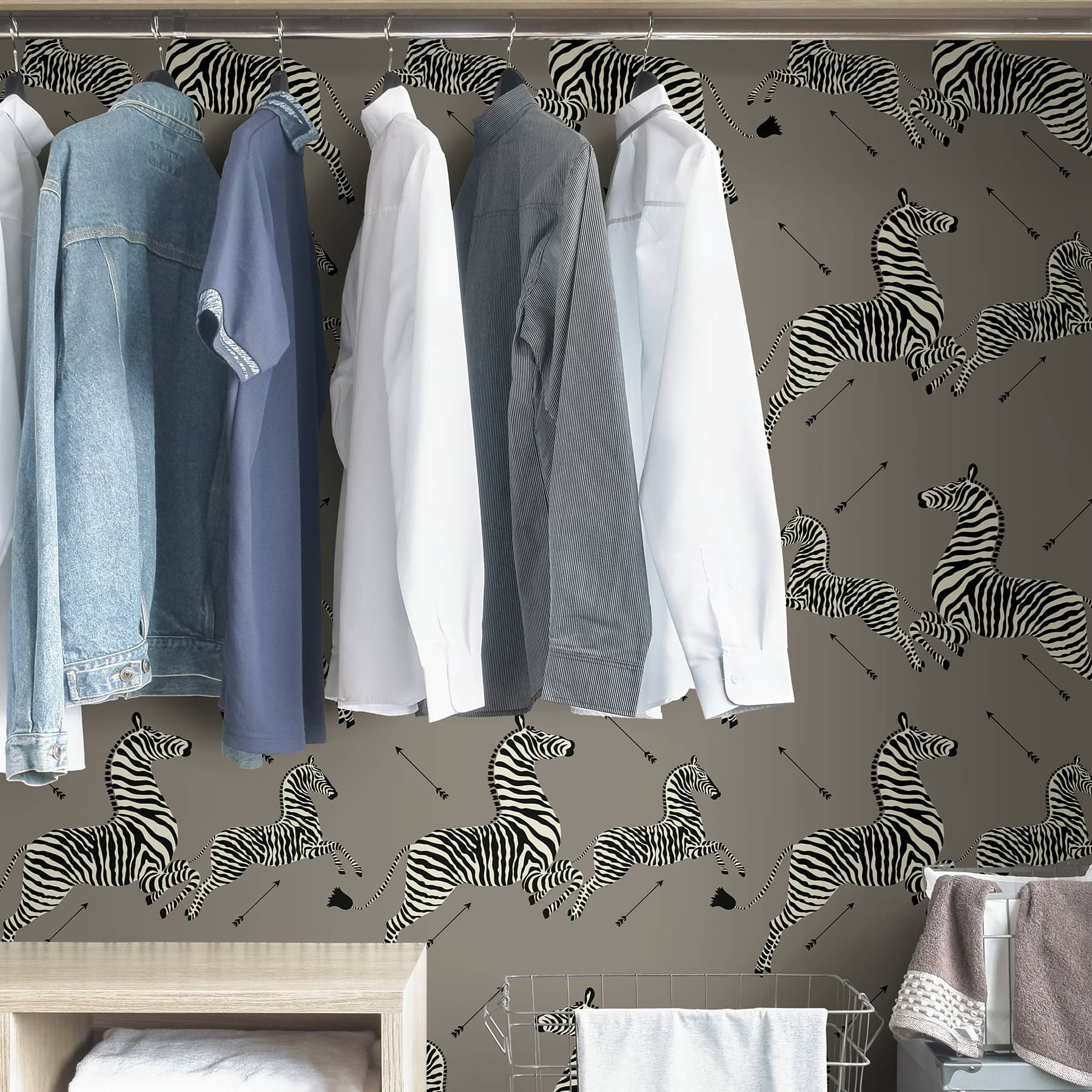Scalamandre Gray Zebra Safari Peel & Stick Wallpaper
