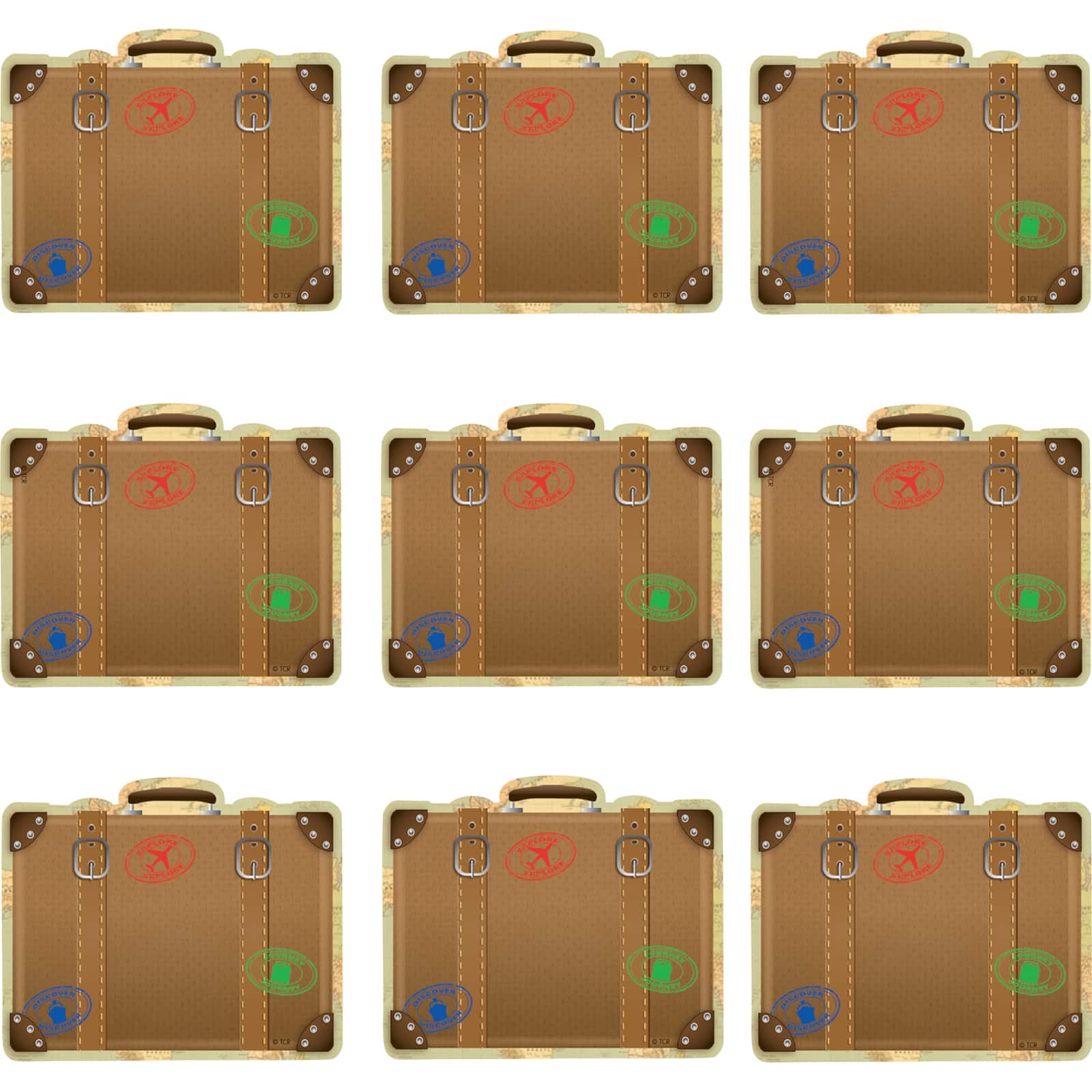 Teacher Created Resources Mini Travel the Map Luggage Accents, 6 Packs of 36